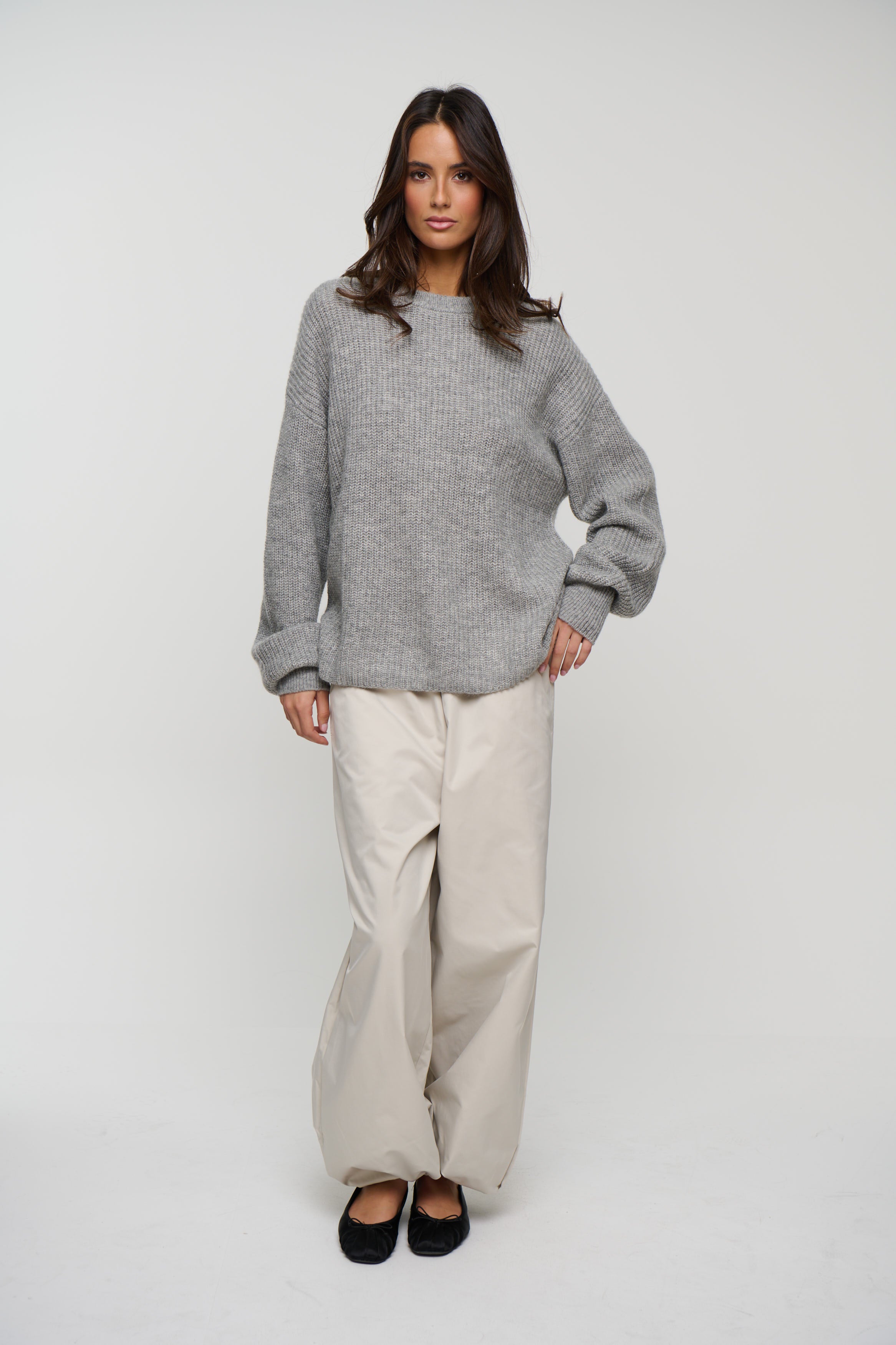 Unisex Mohair Knit Grey Marle