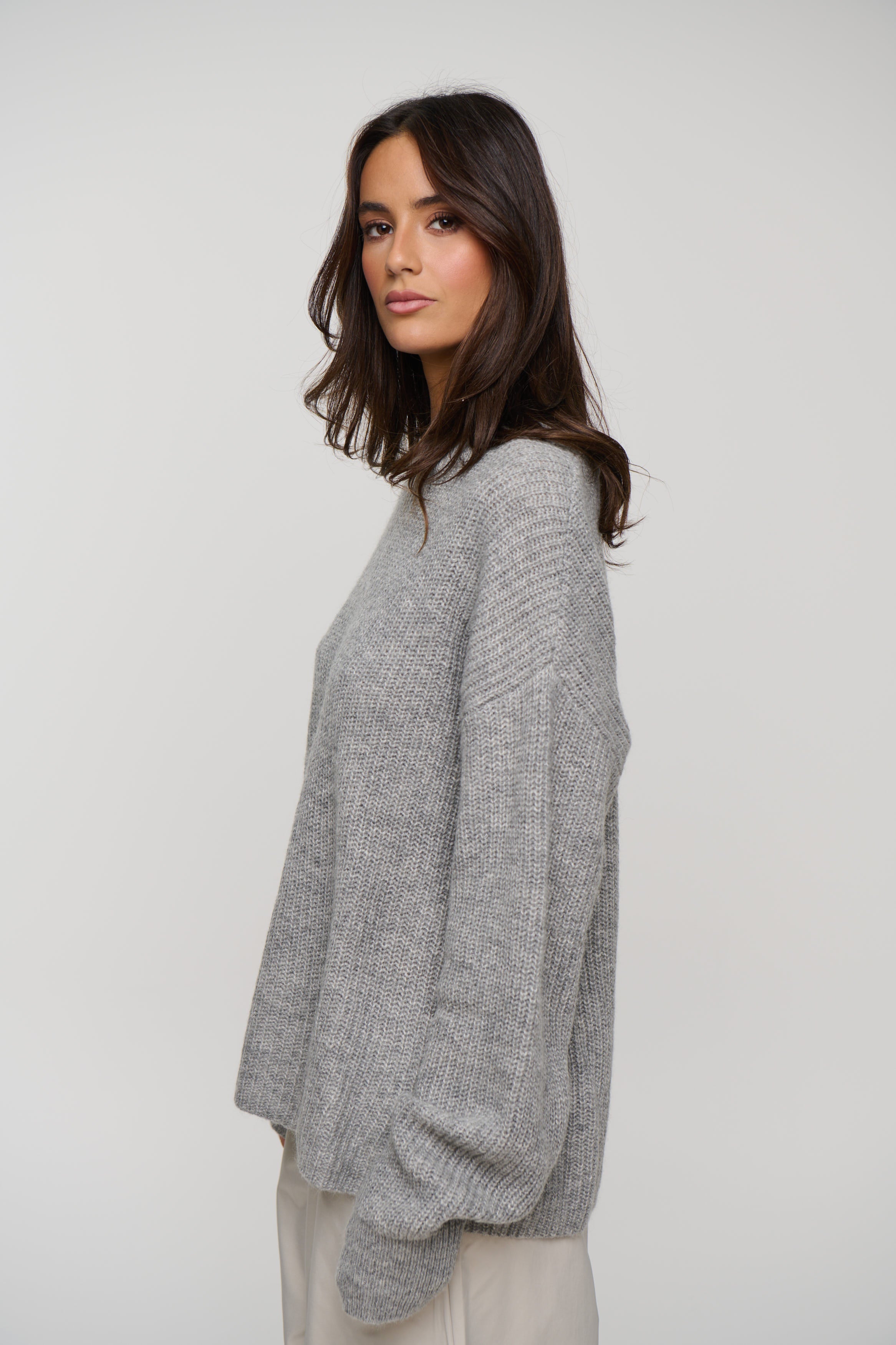 Unisex Mohair Knit Grey Marle