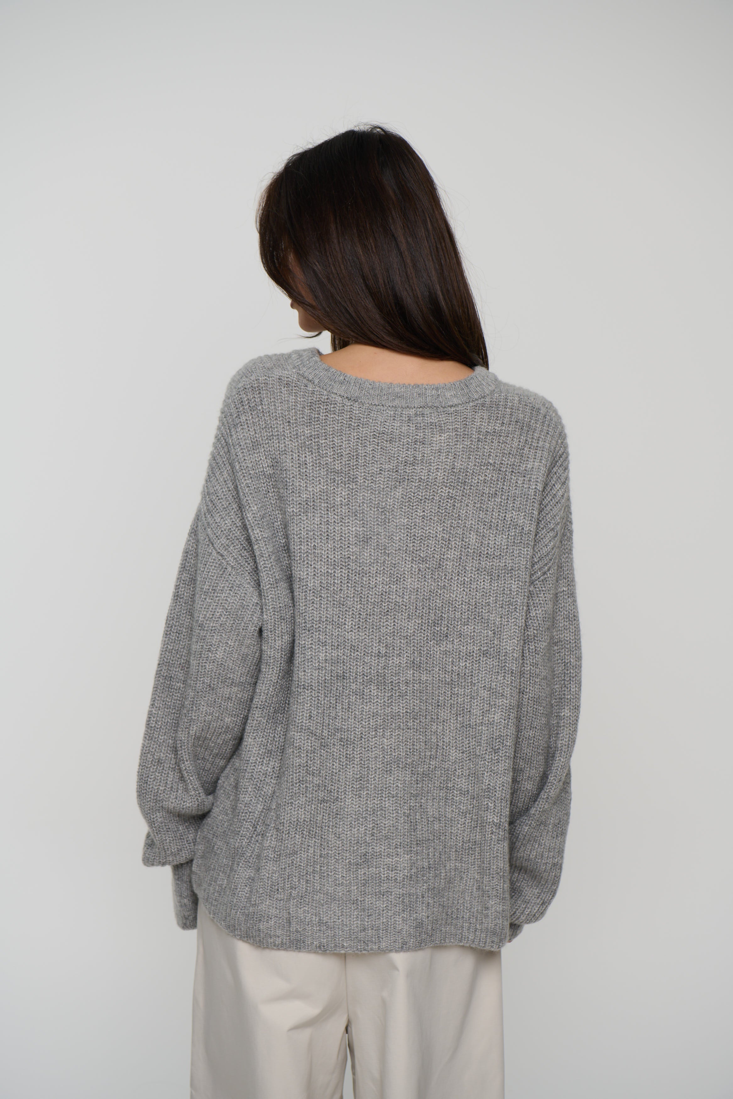 Unisex Mohair Knit Grey Marle