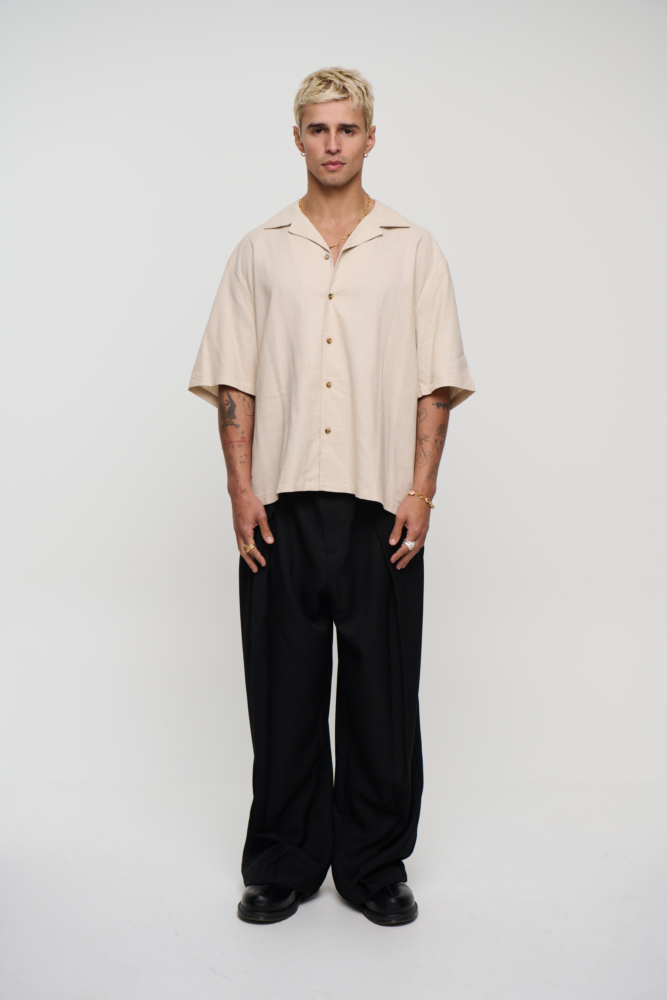 Raf Cropped Shirt Linen Oat