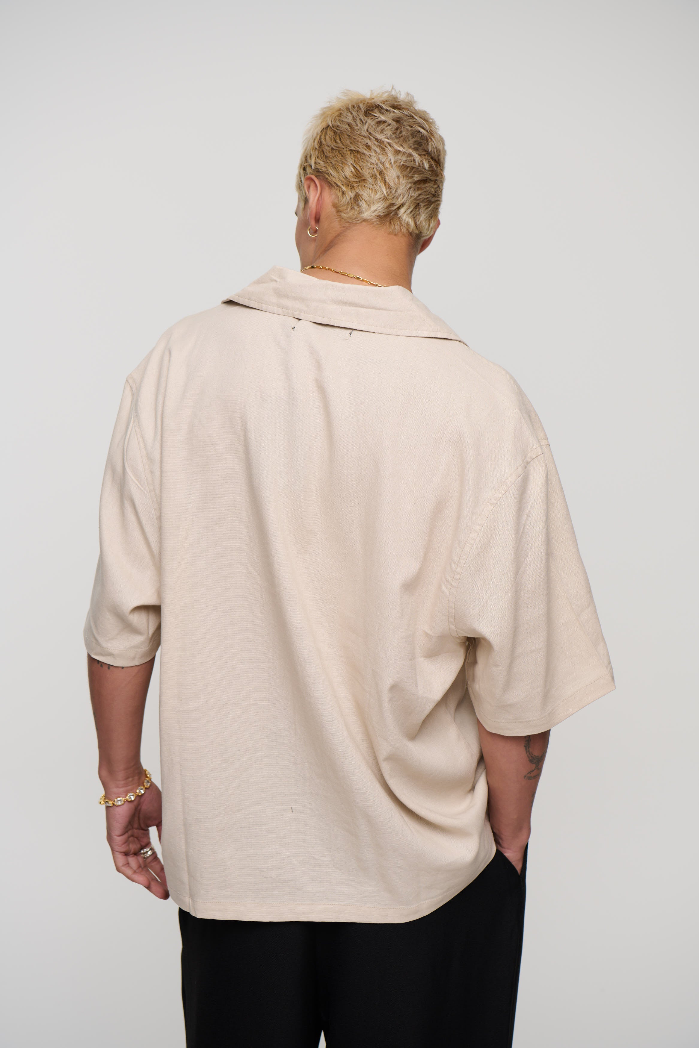 Raf Cropped Shirt Linen Oat