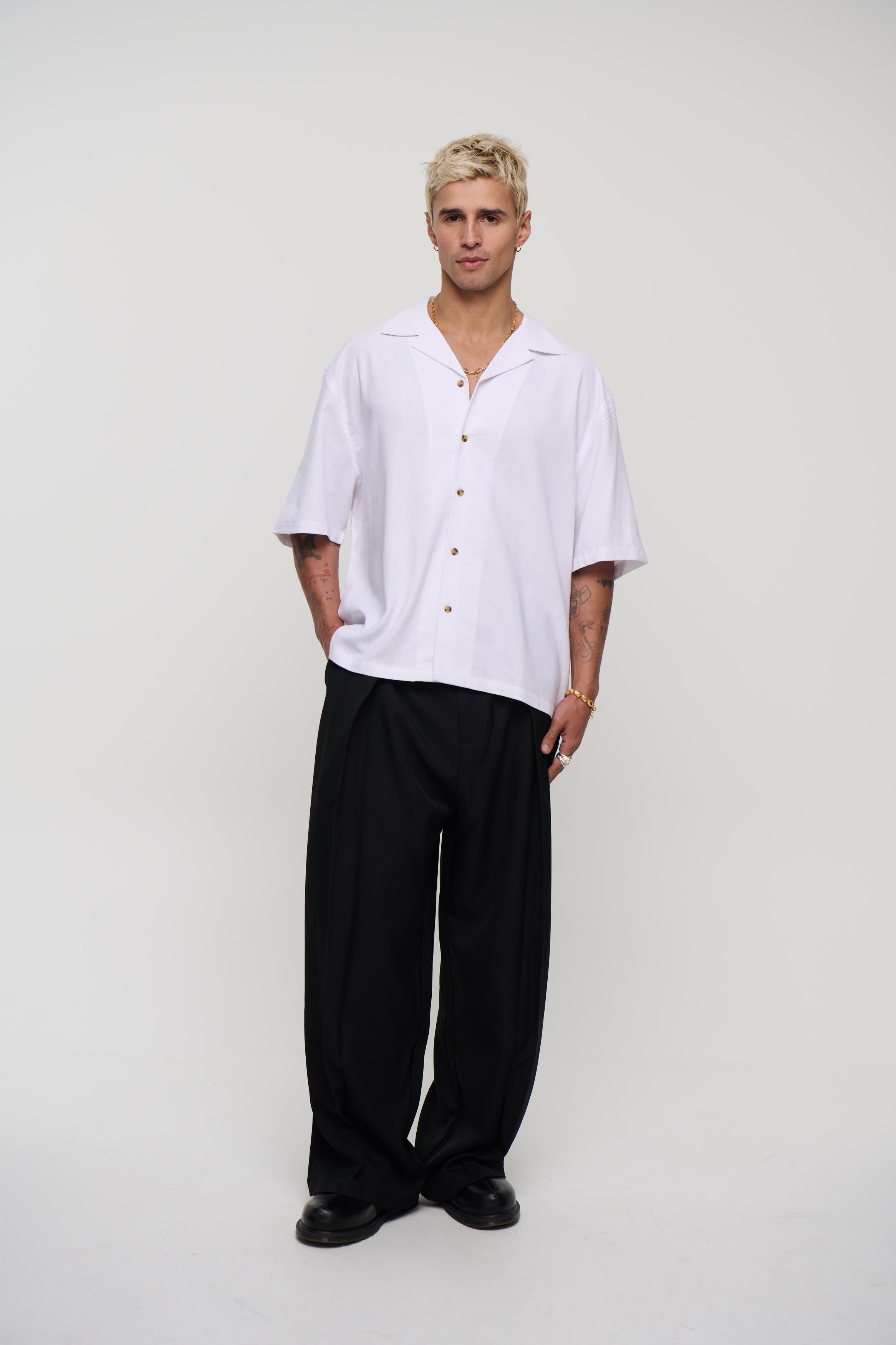 Raf Cropped Shirt Linen White