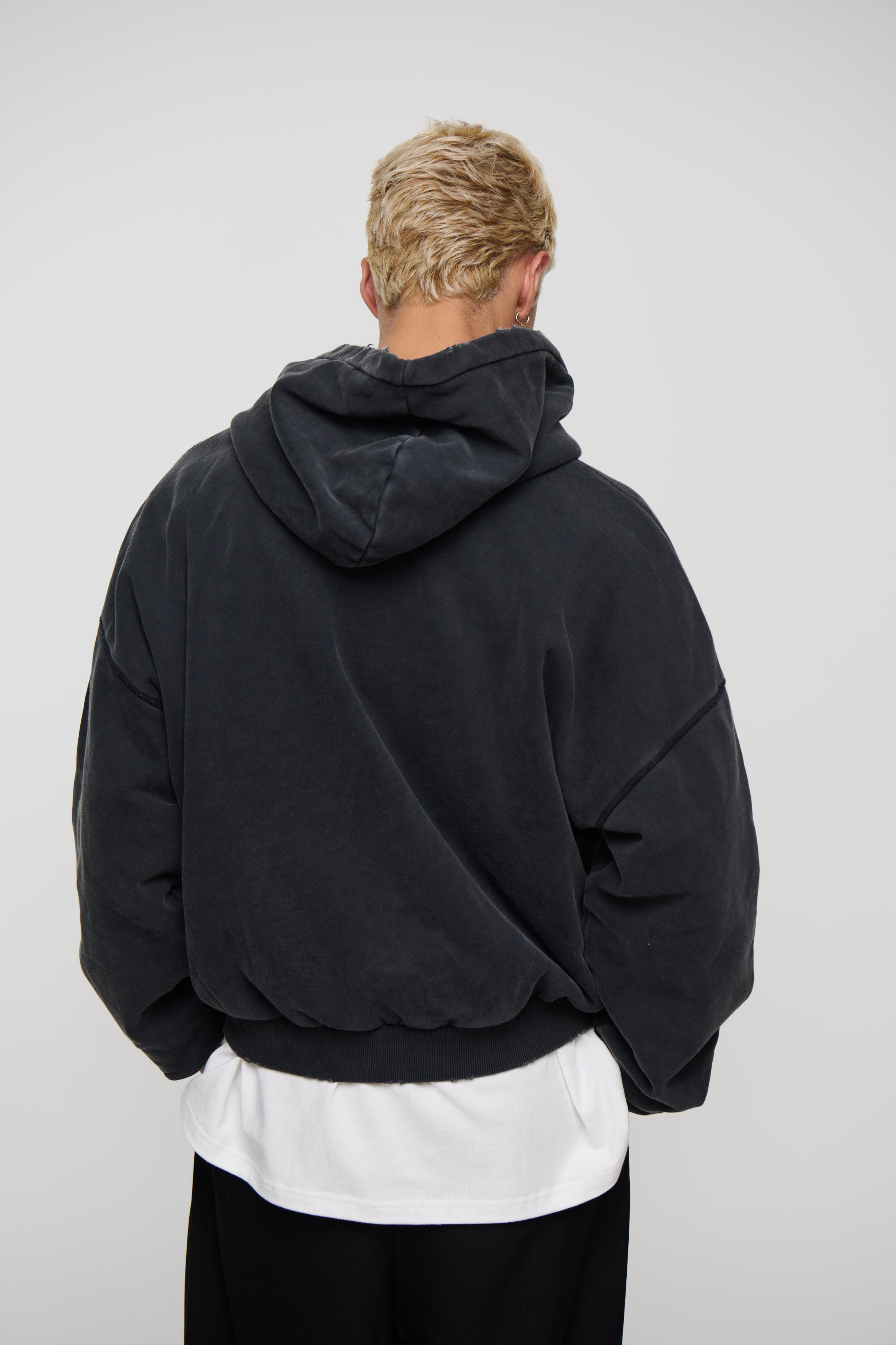 Heavyweight Lined Zip Up Hood Black