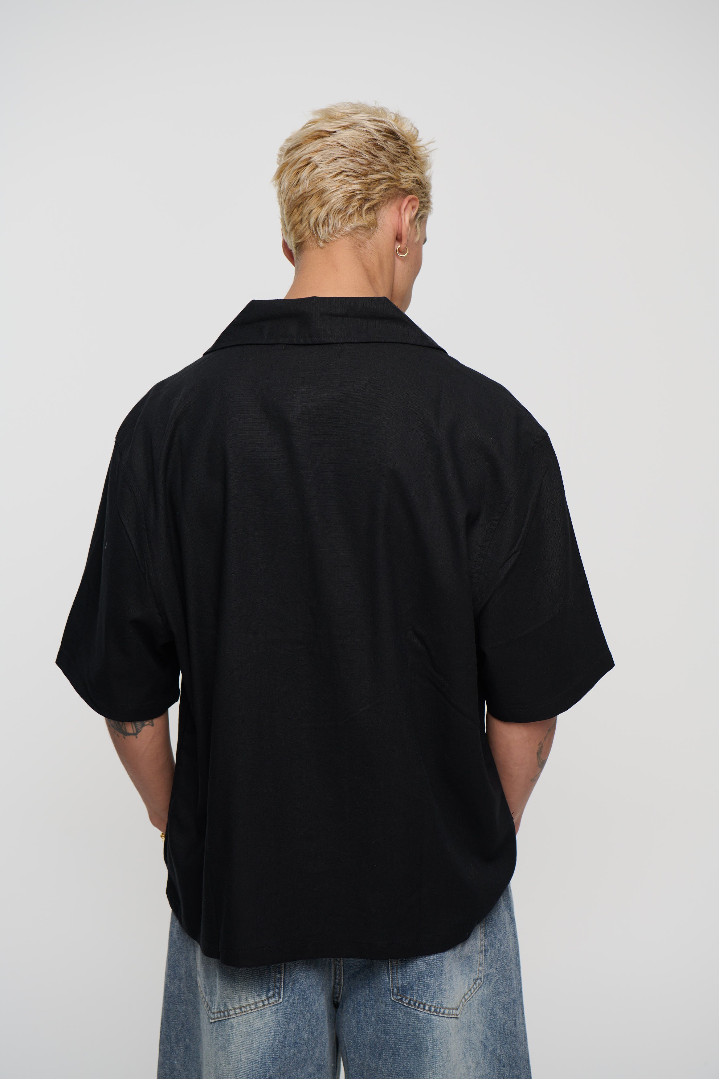 Raf Cropped Shirt Linen Black