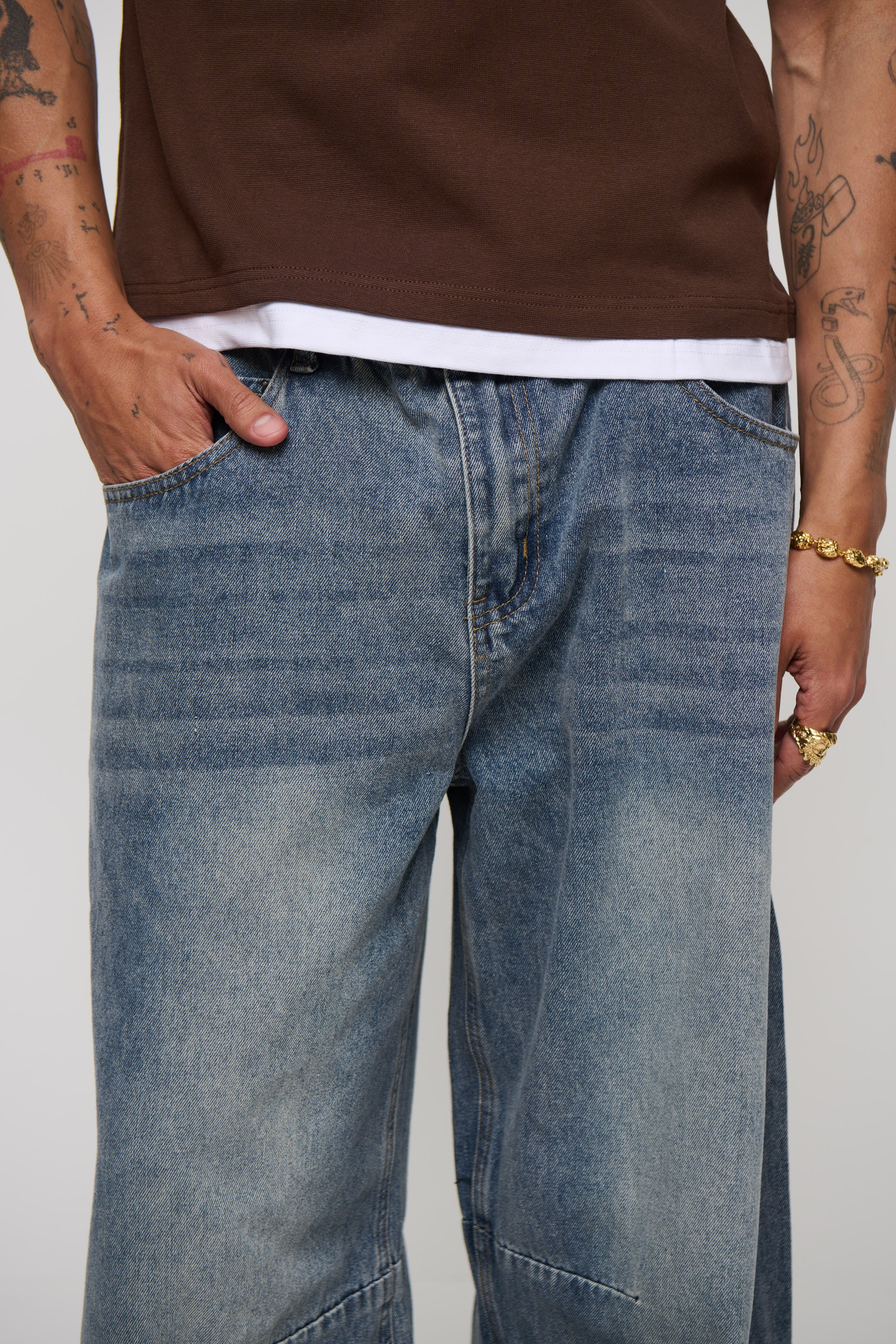Silv Baggy Drawstring Denim Blue