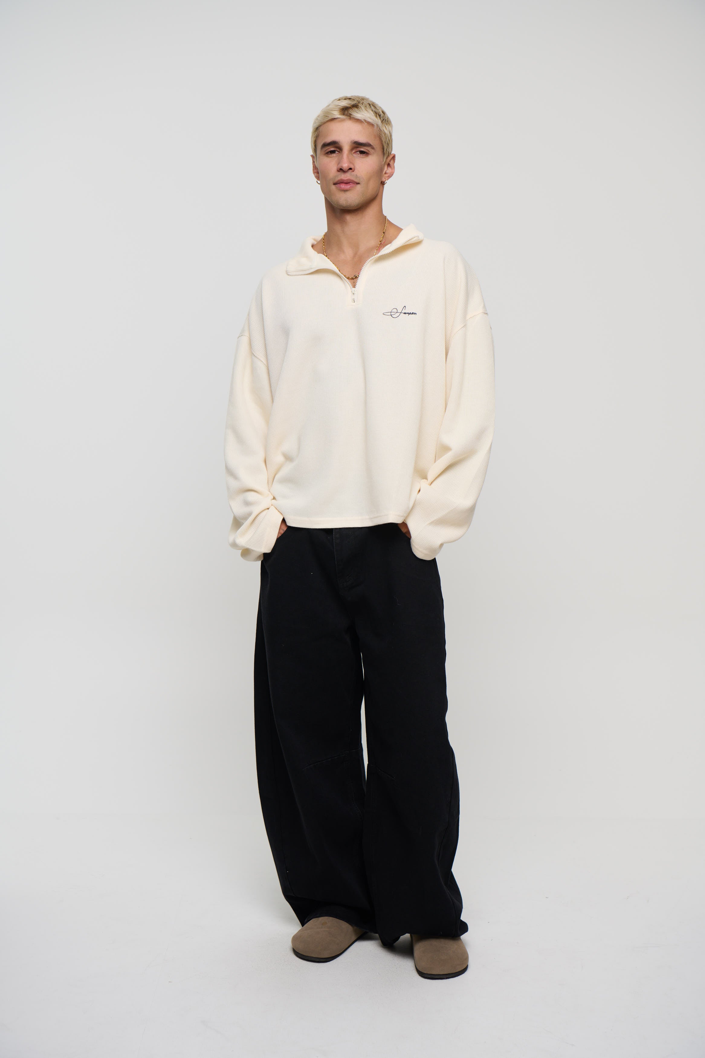 Sampson Half Zip Sweater Ivory