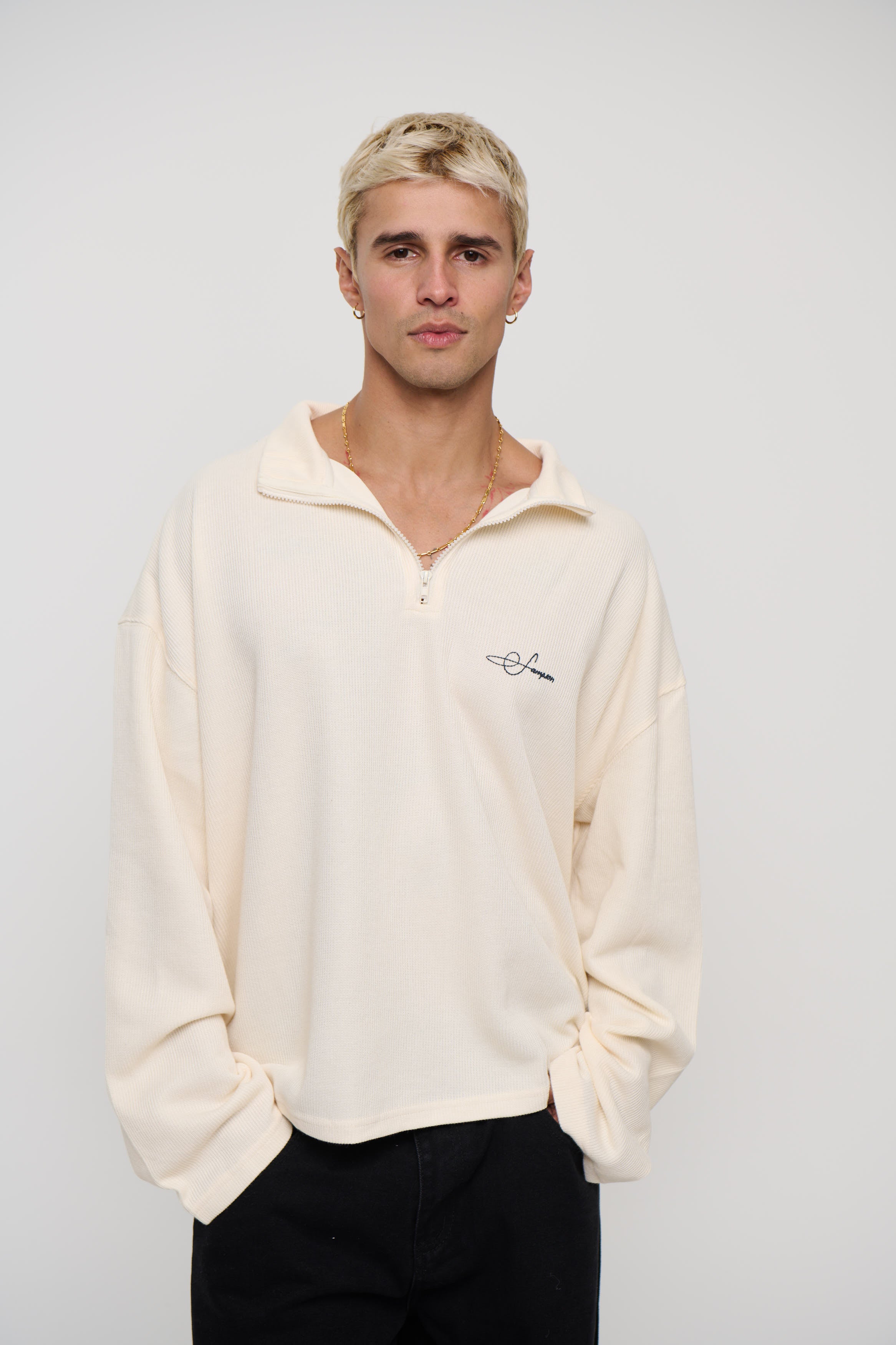 Sampson Half Zip Sweater Ivory