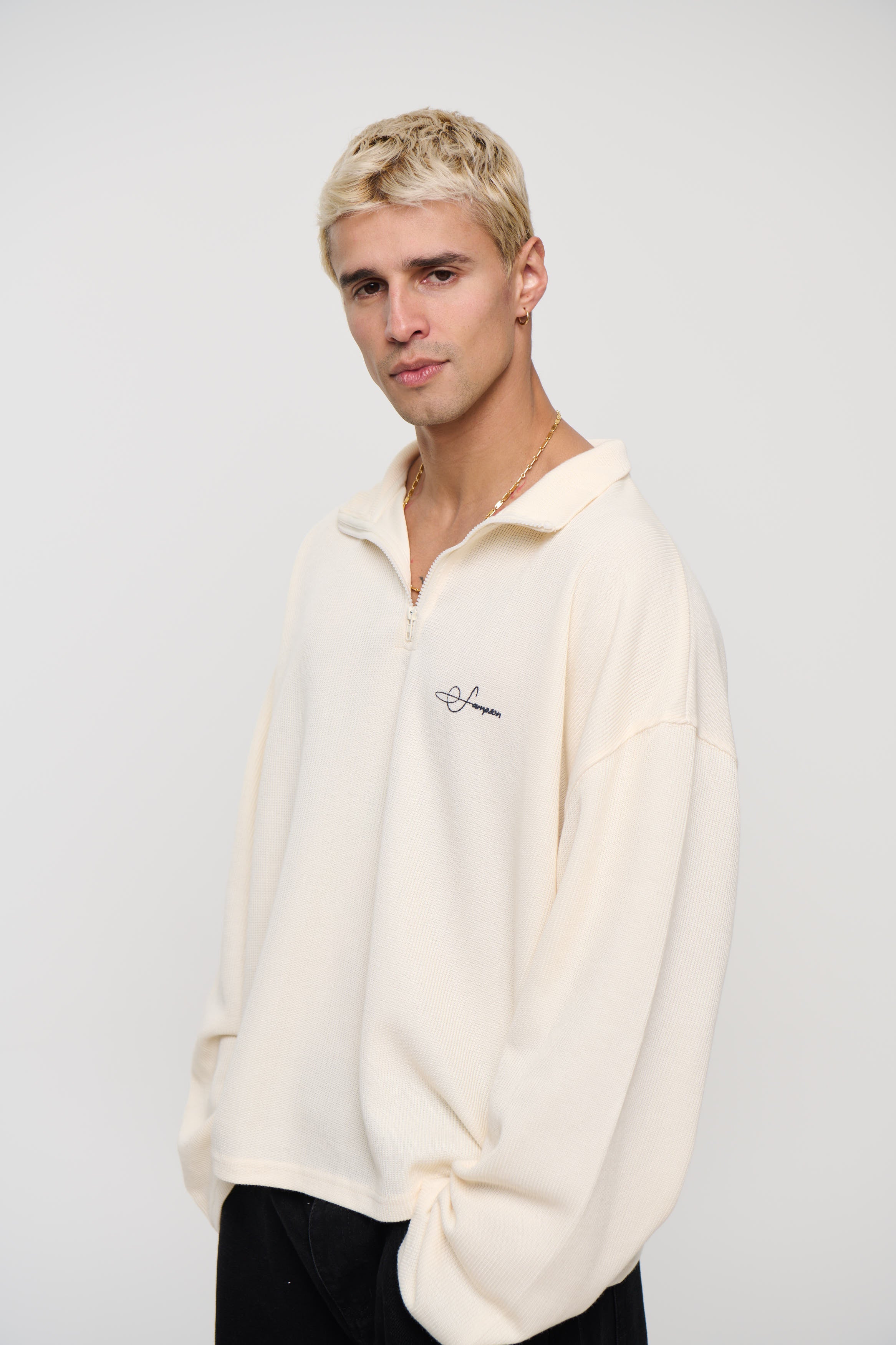 Sampson Half Zip Sweater Ivory