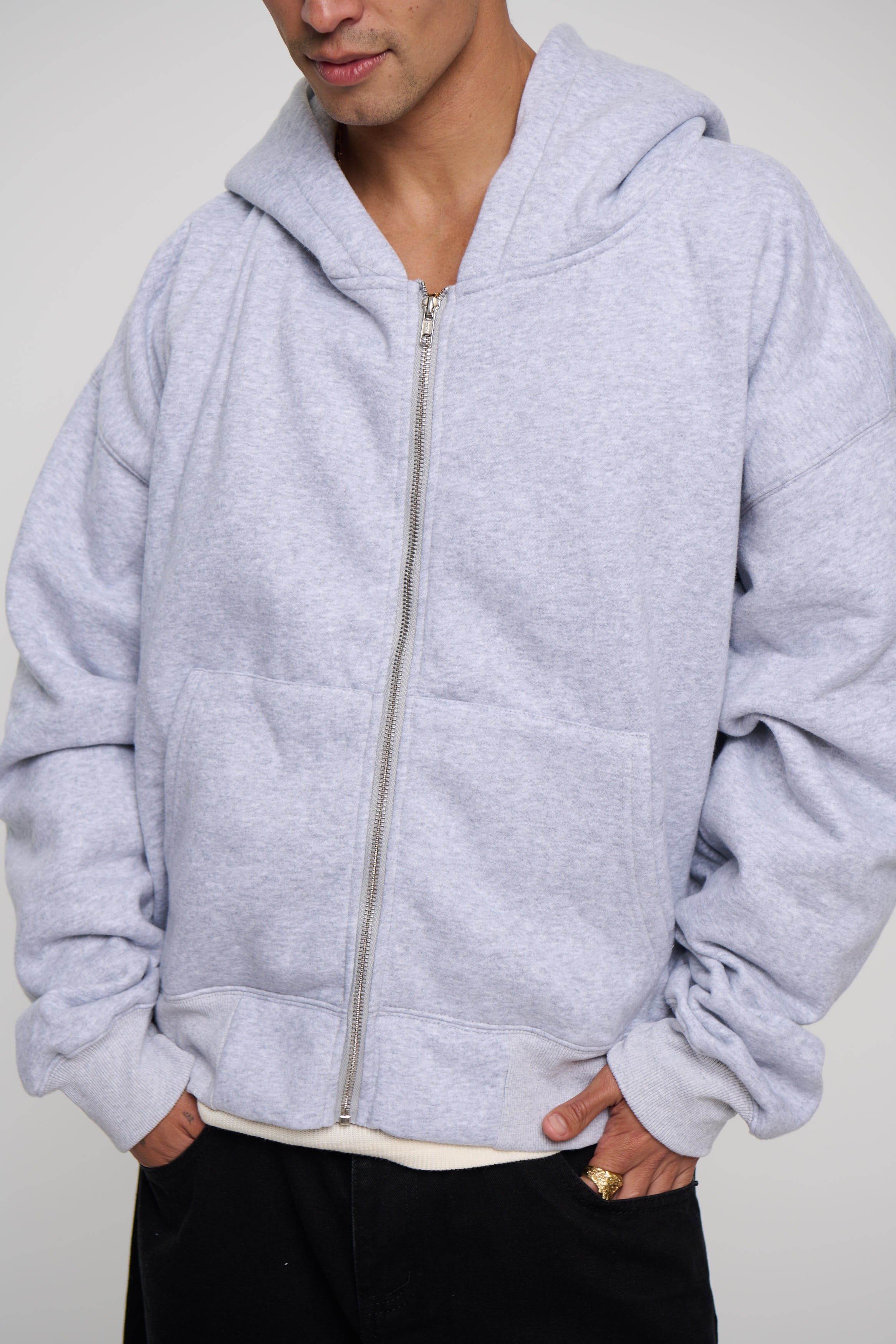 Roman Zip Hoodie Grey