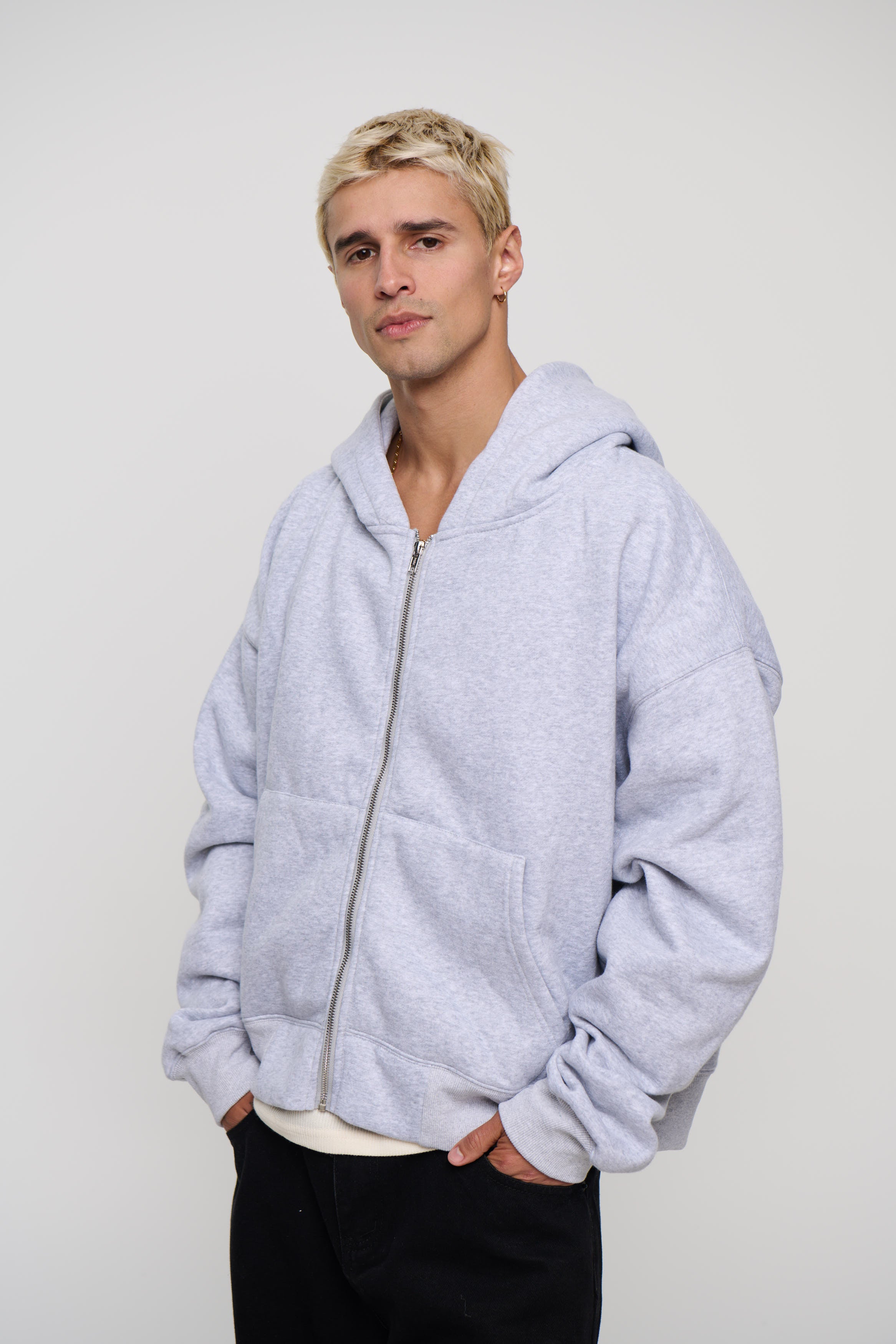 Roman Zip Hoodie Grey