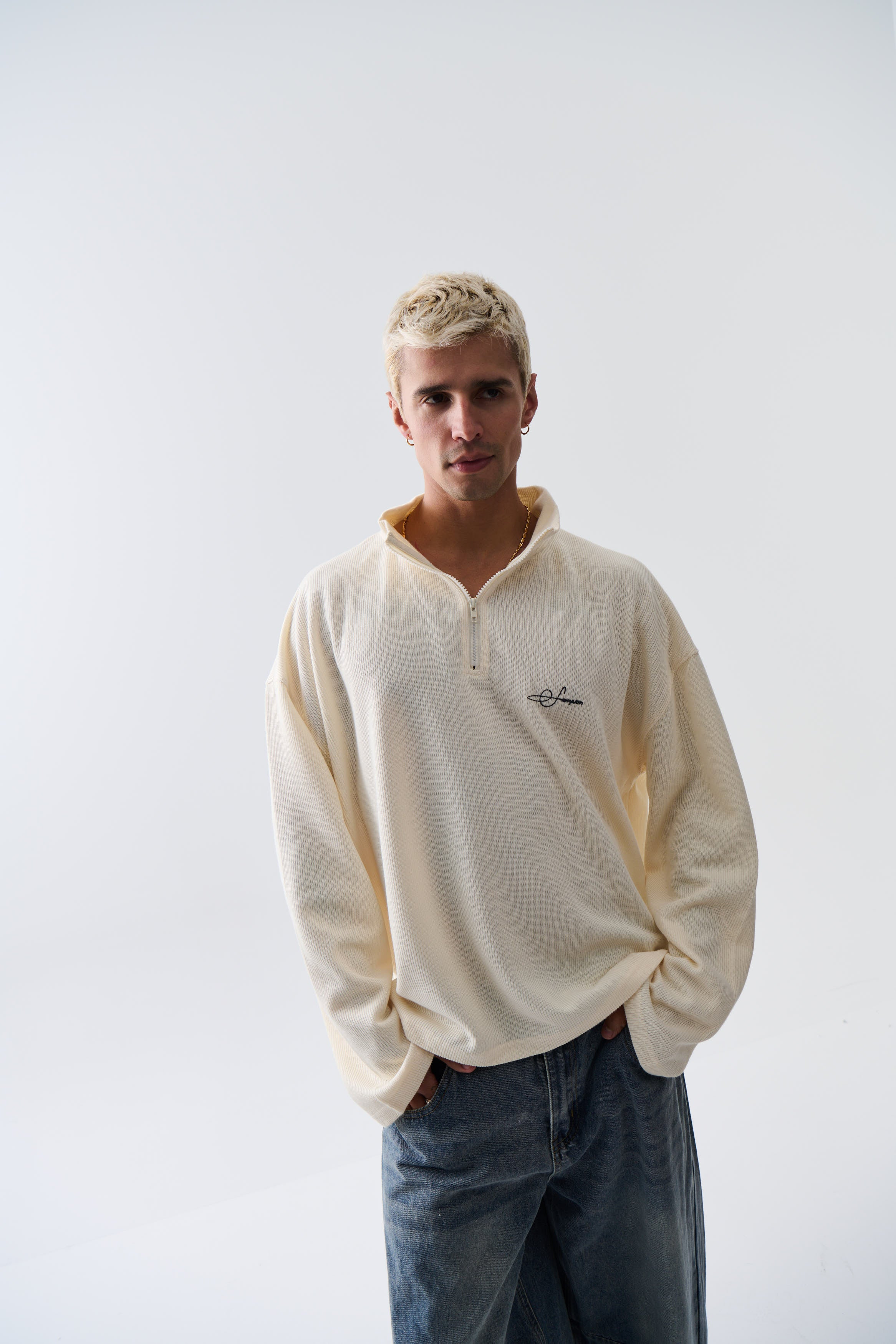 Sampson Half Zip Sweater Ivory