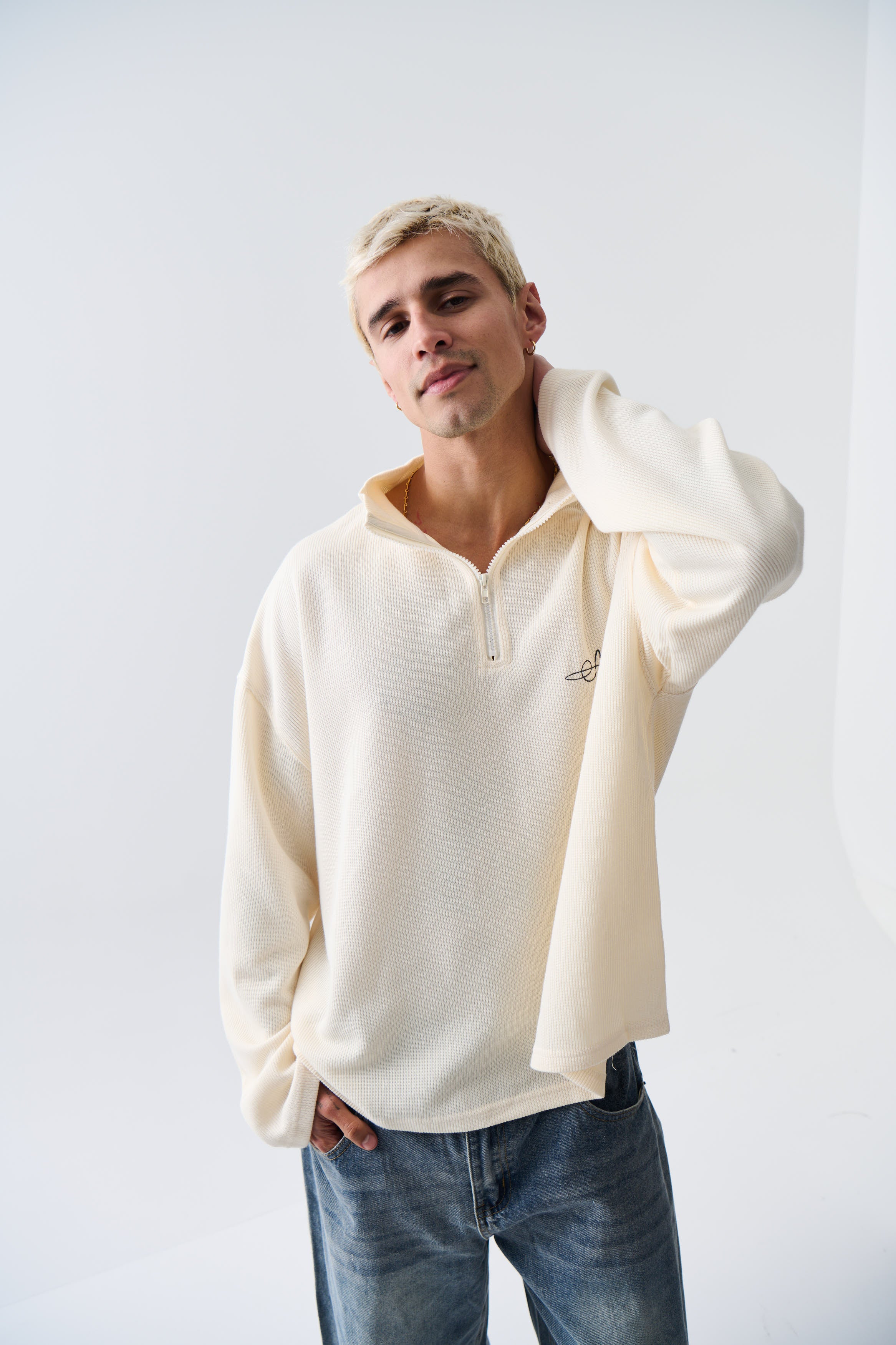 Sampson Half Zip Sweater Ivory