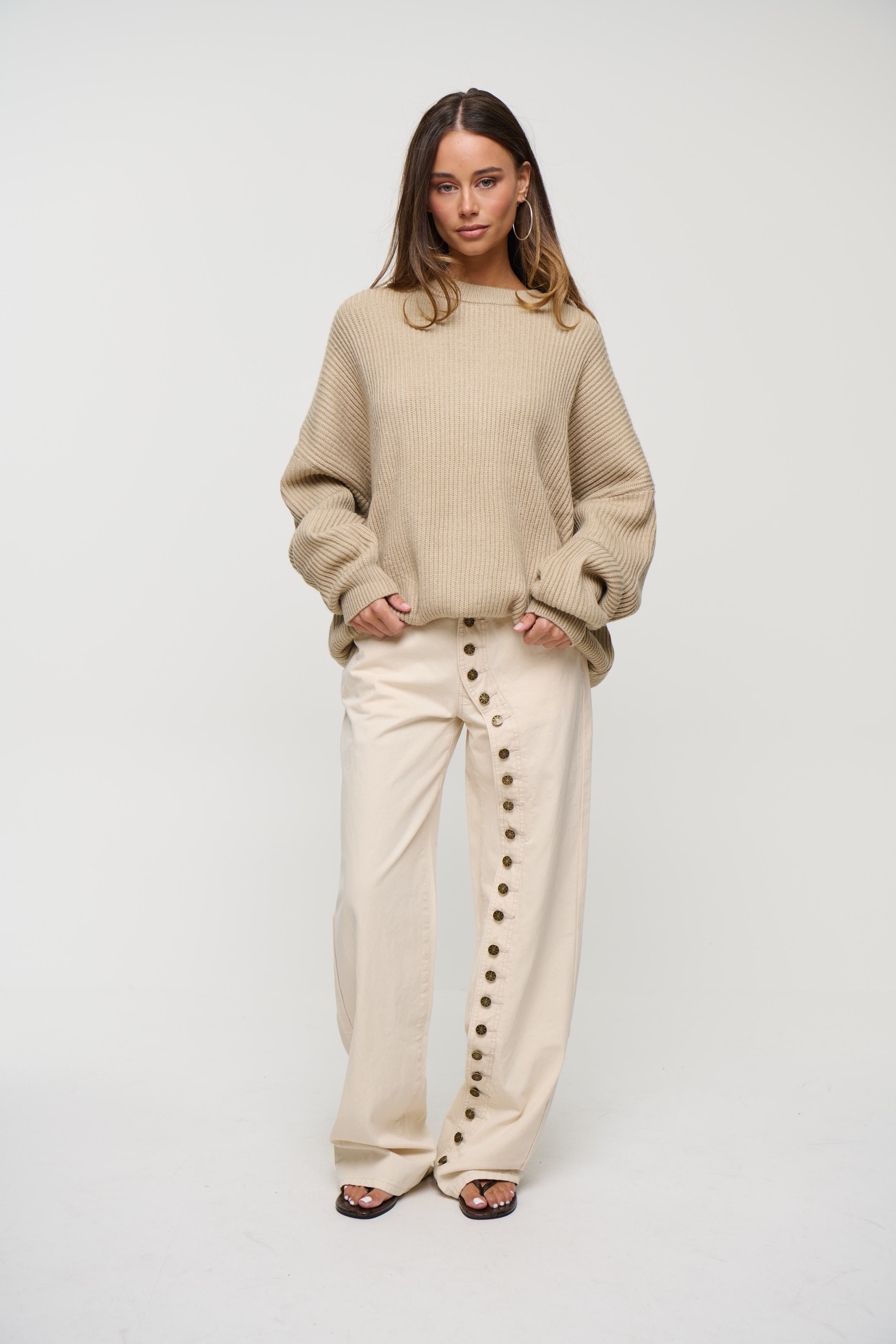 Unisex Drop Sleeve Heavy Knit Oat