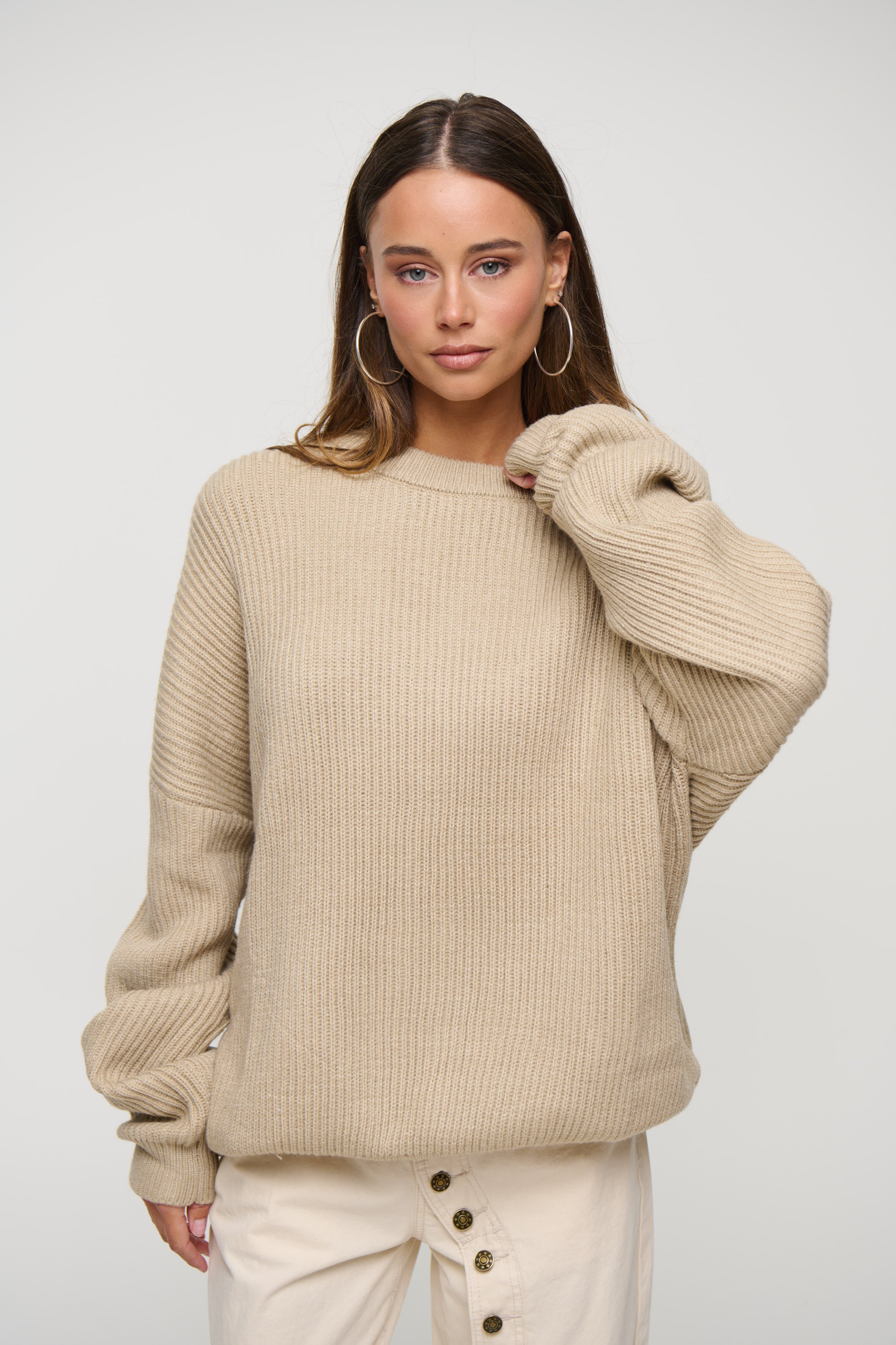 Unisex Drop Sleeve Heavy Knit Oat