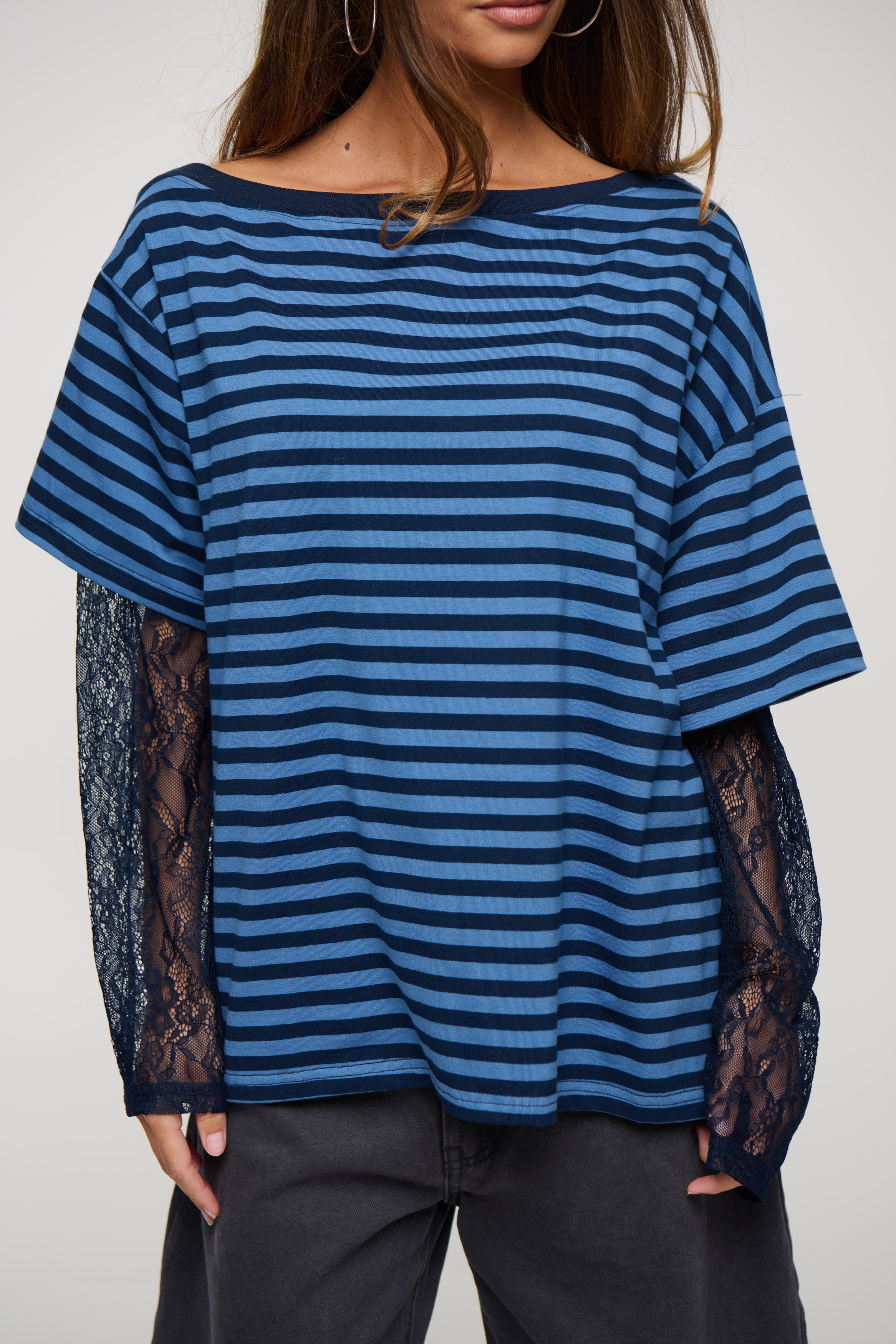 Anastasia Lace Tee Navy