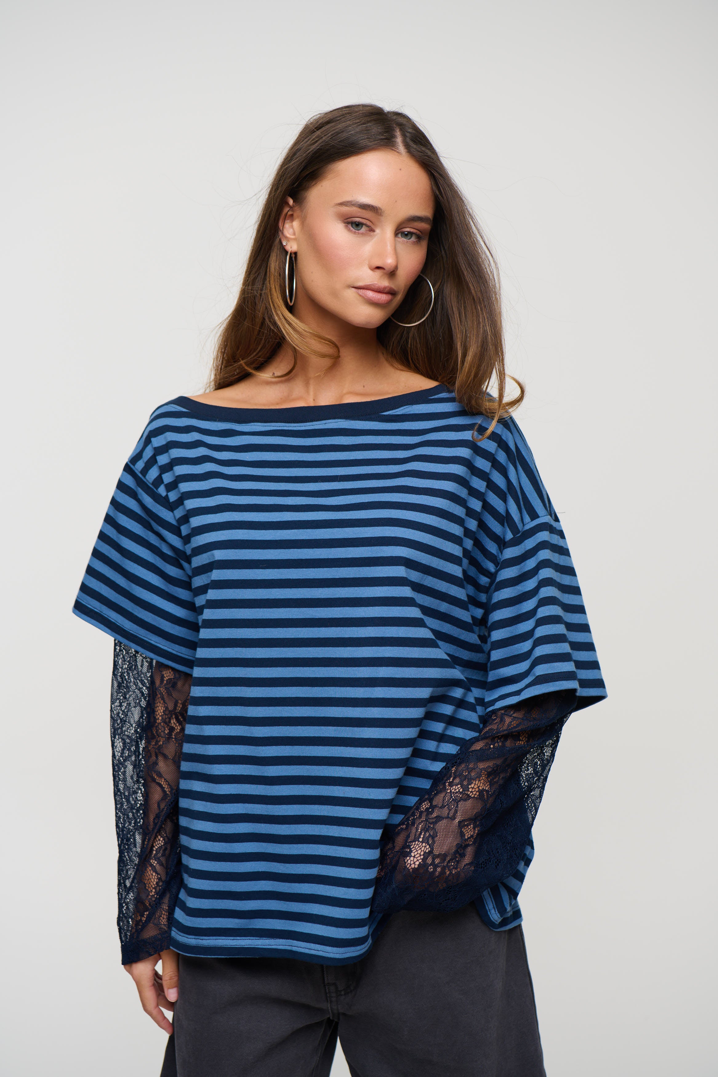 Anastasia Lace Tee Navy