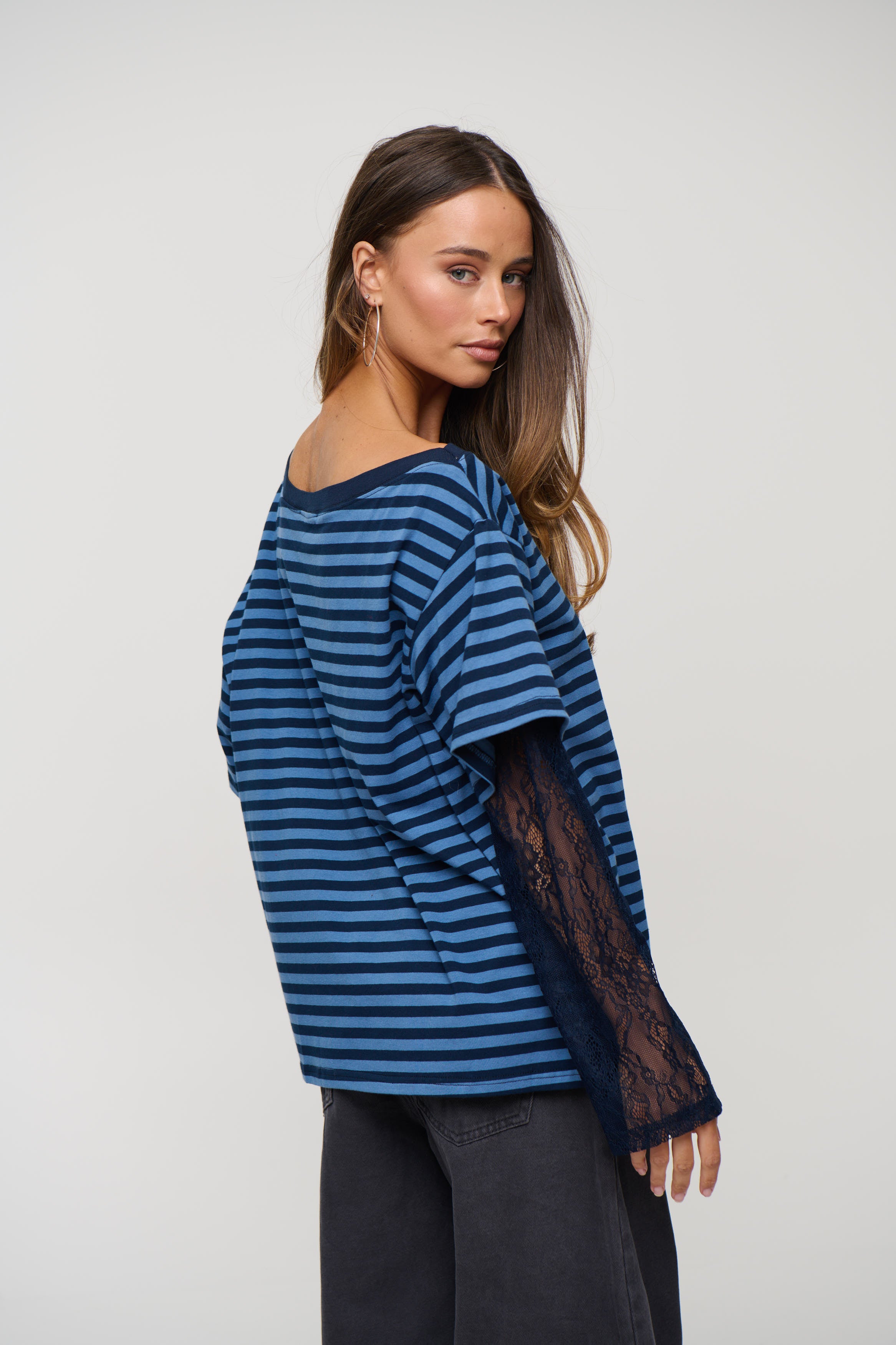 Anastasia Lace Tee Navy