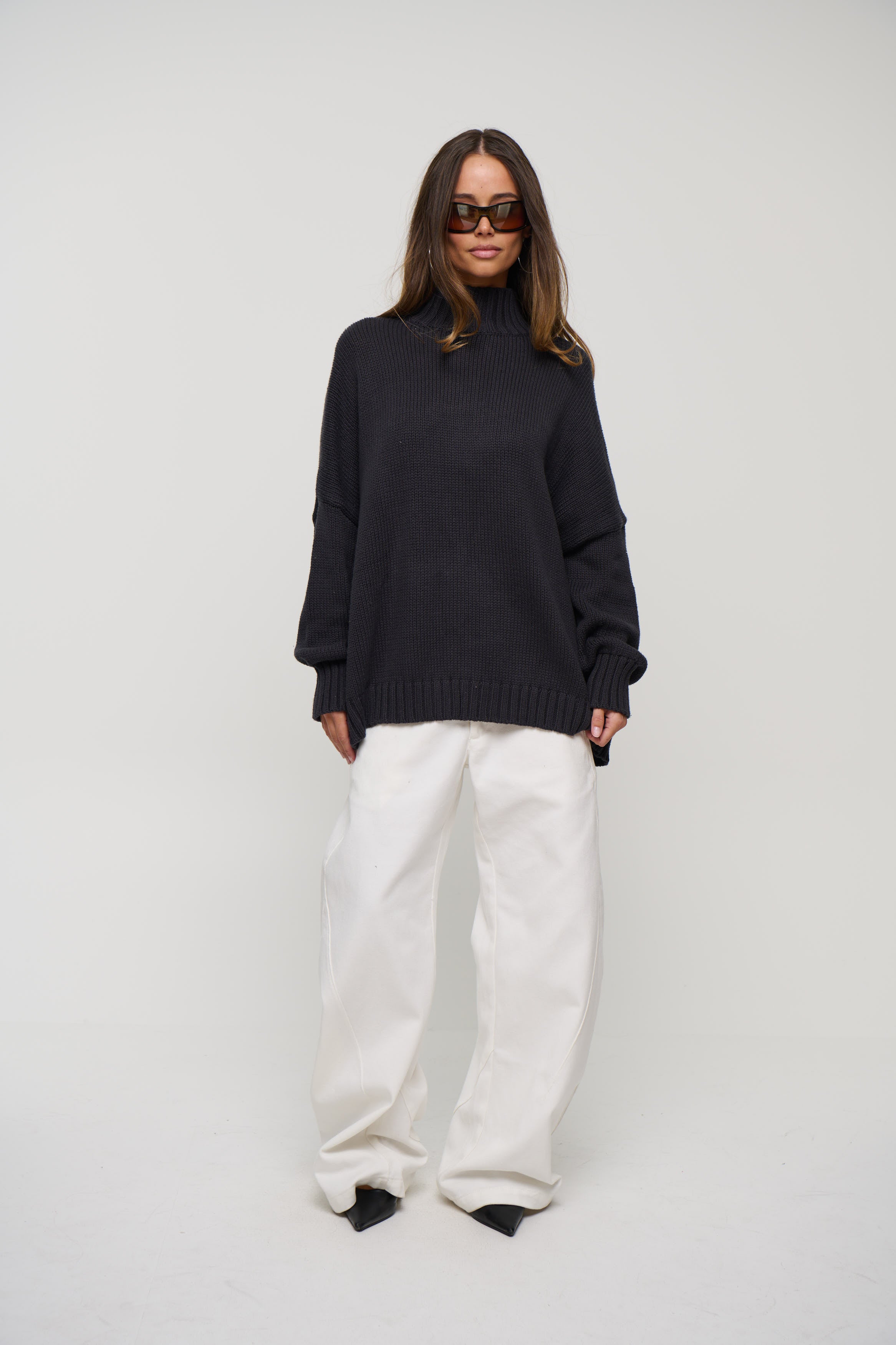 Layla Funnel Neck Knit Navy