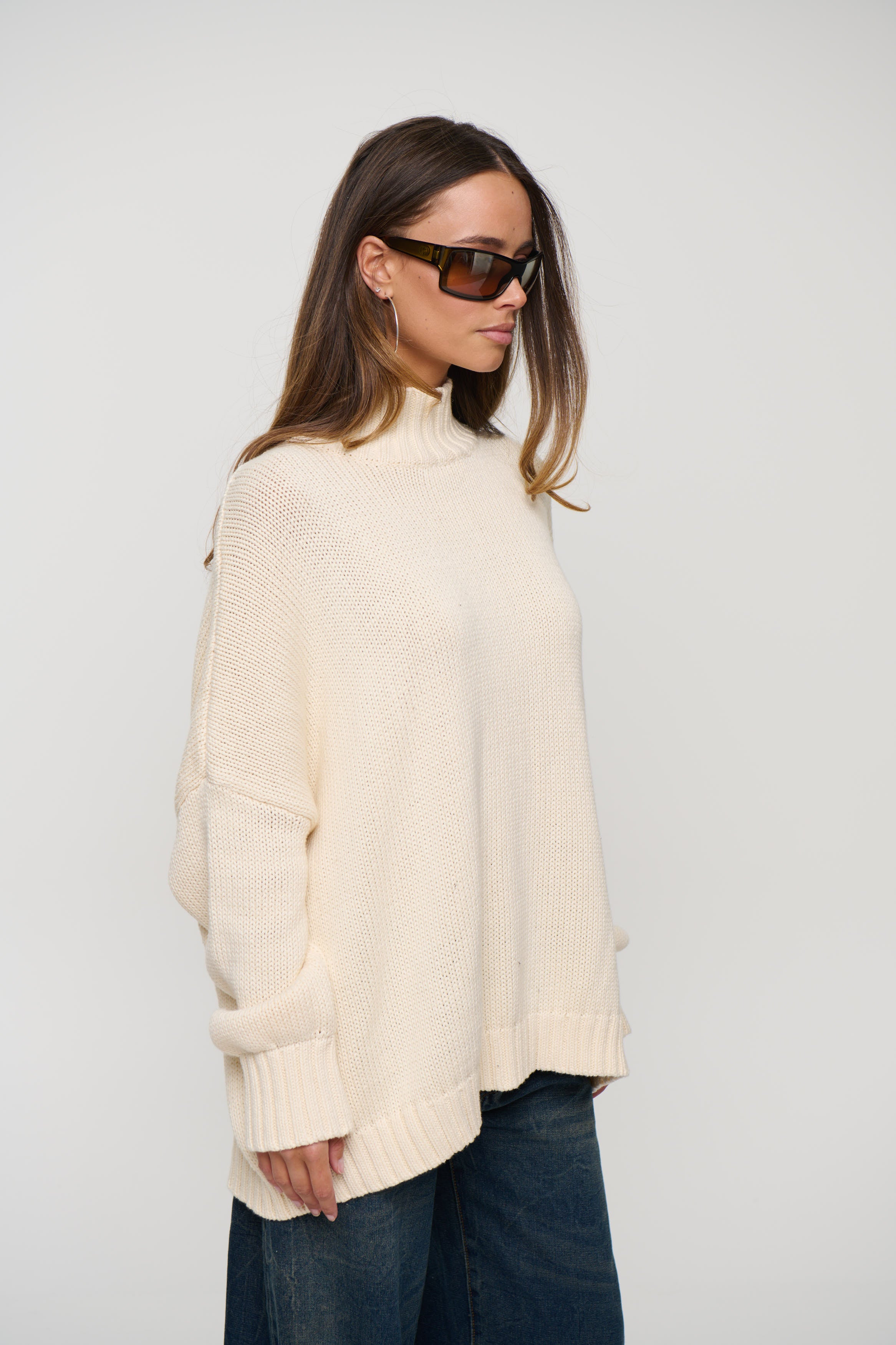 Layla Funnel Neck Knit Cream