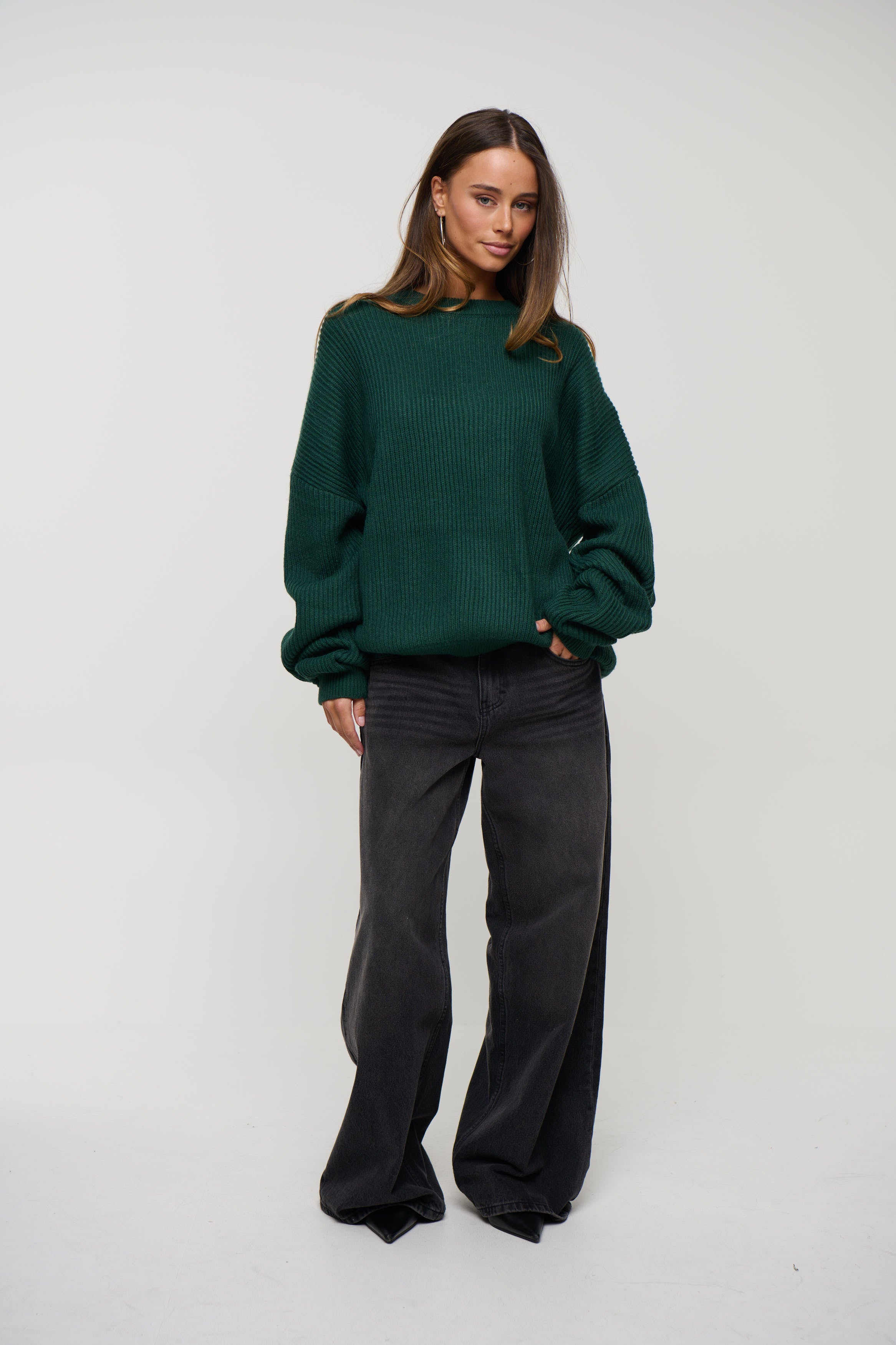 Unisex Drop Sleeve Heavy Knit Emerald