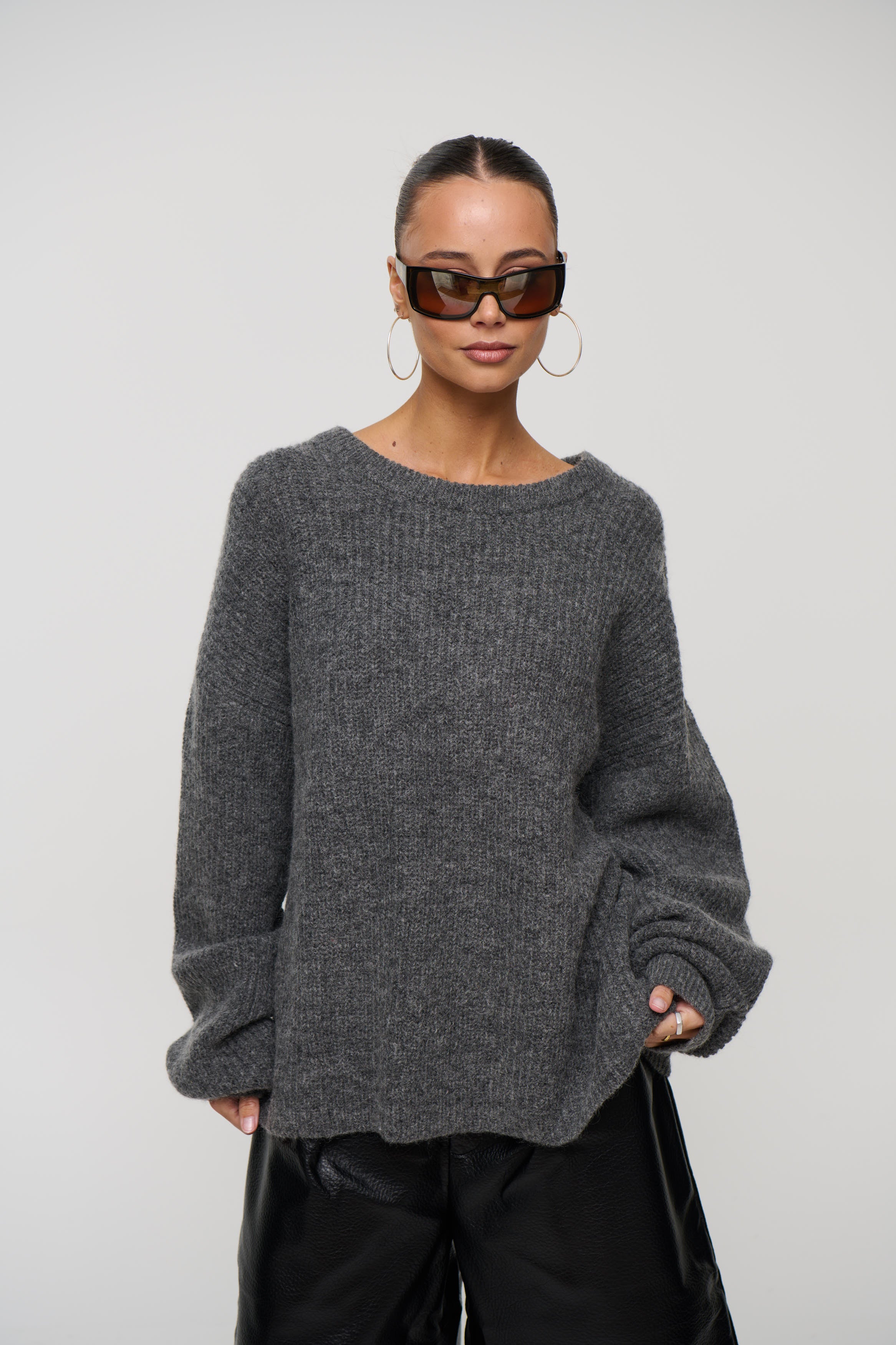Unisex Mohair Knit Dark Grey