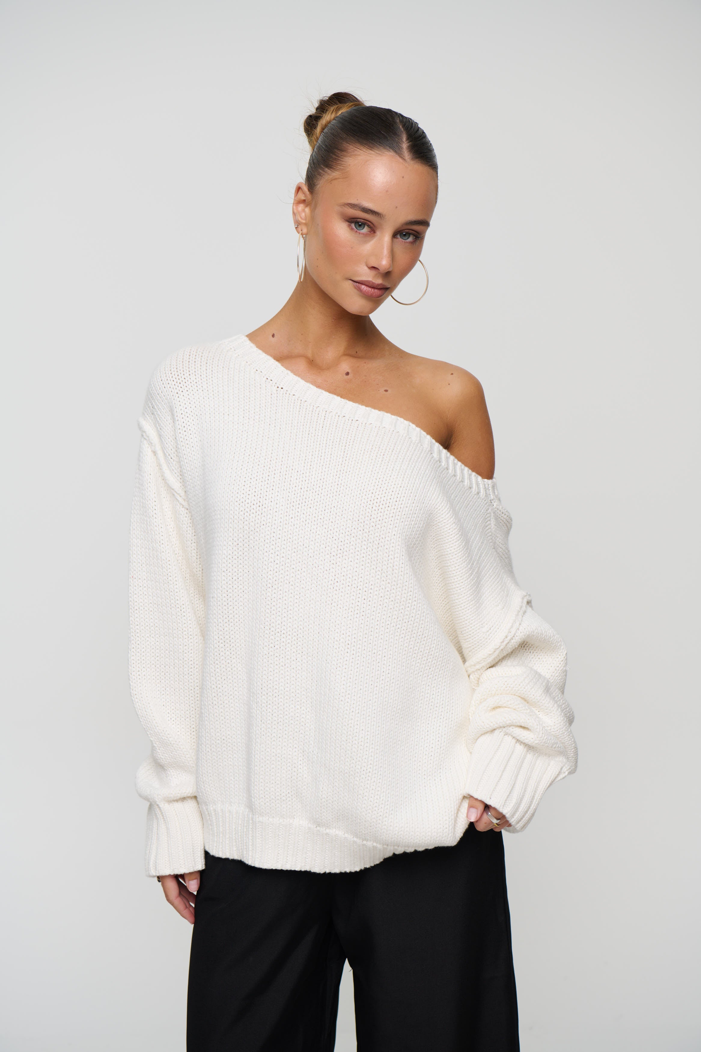 Alissa Off The Shoulder Knit Beige
