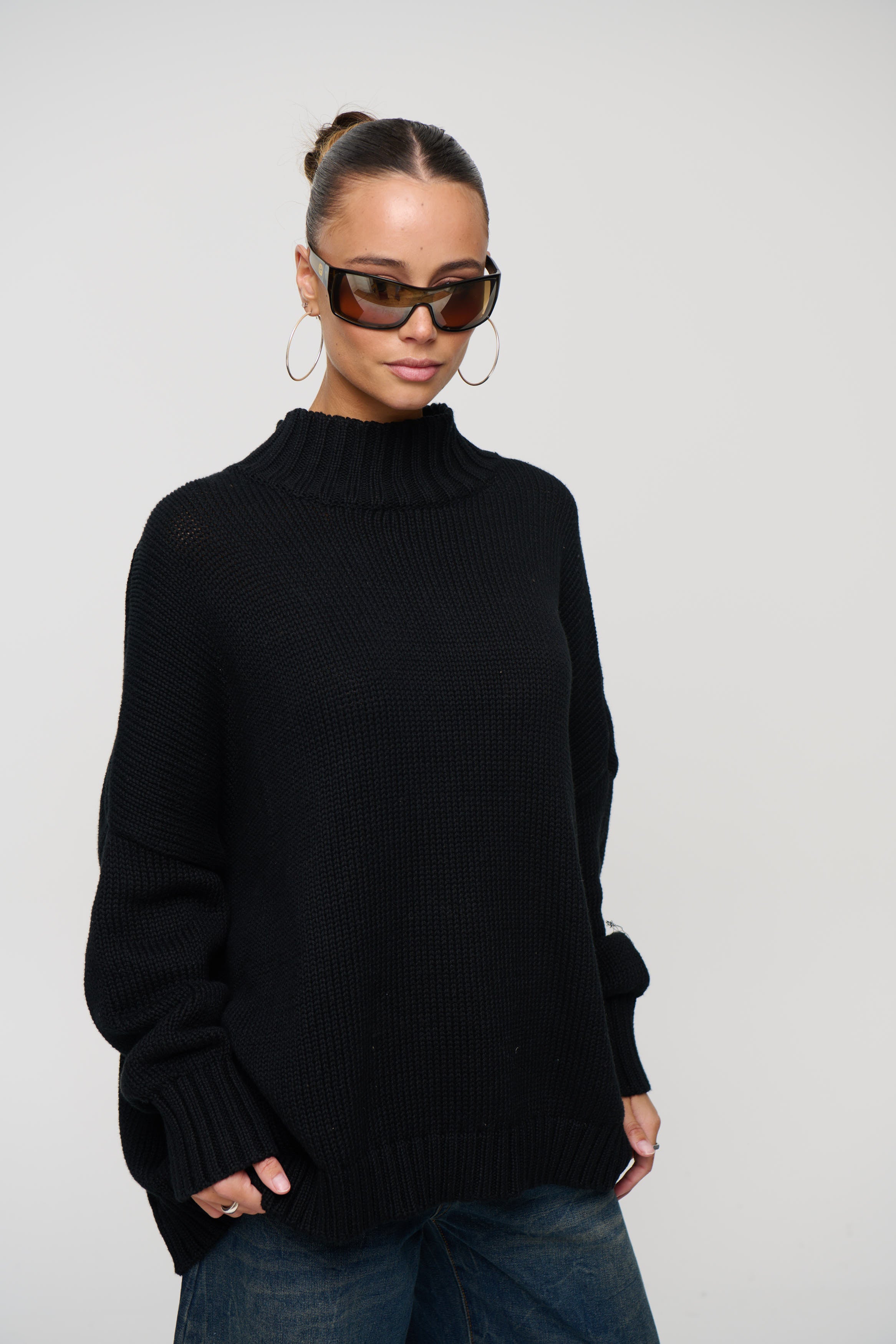 Layla Funnel Neck Knit Black