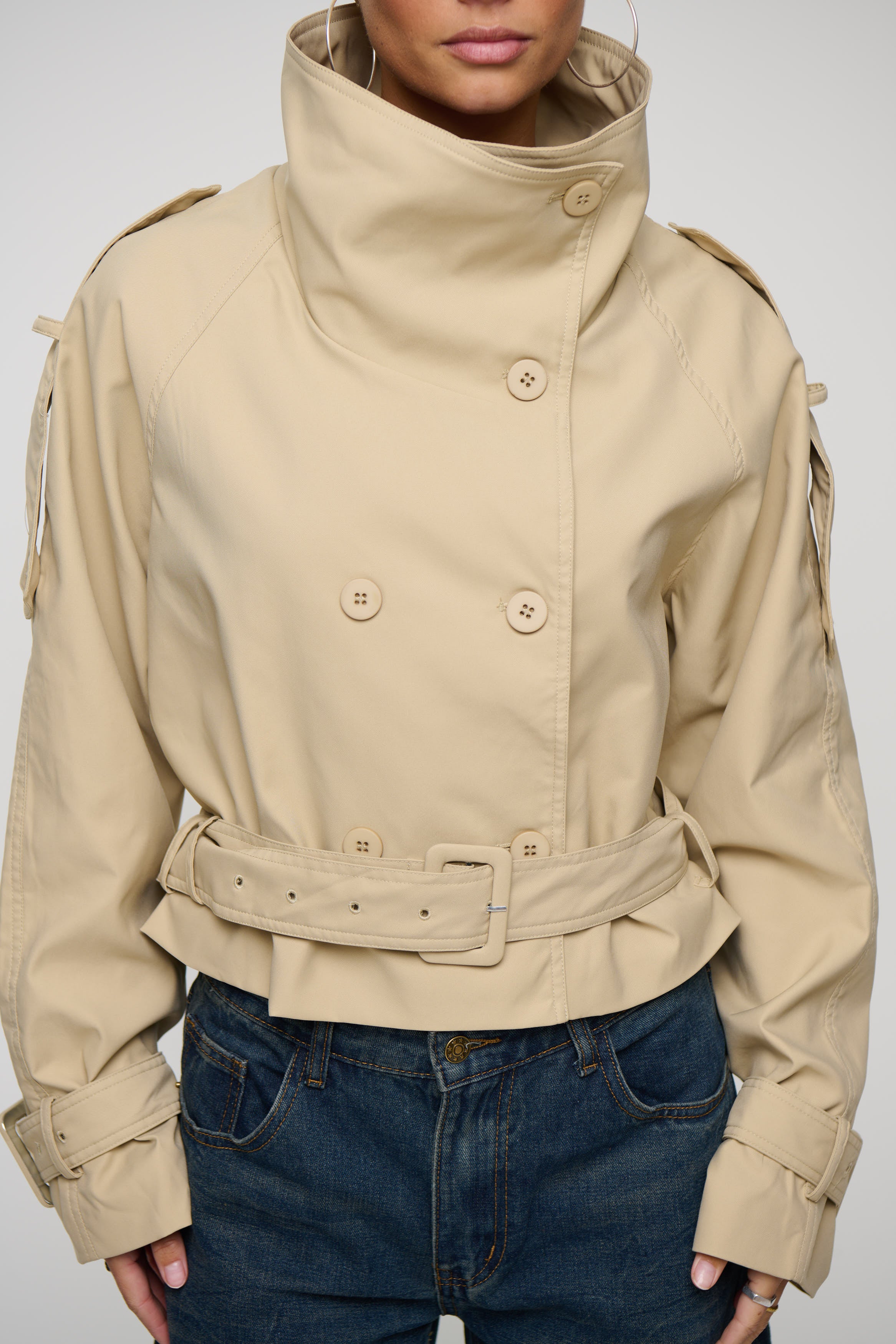 Blanc Cropped Trench Cream