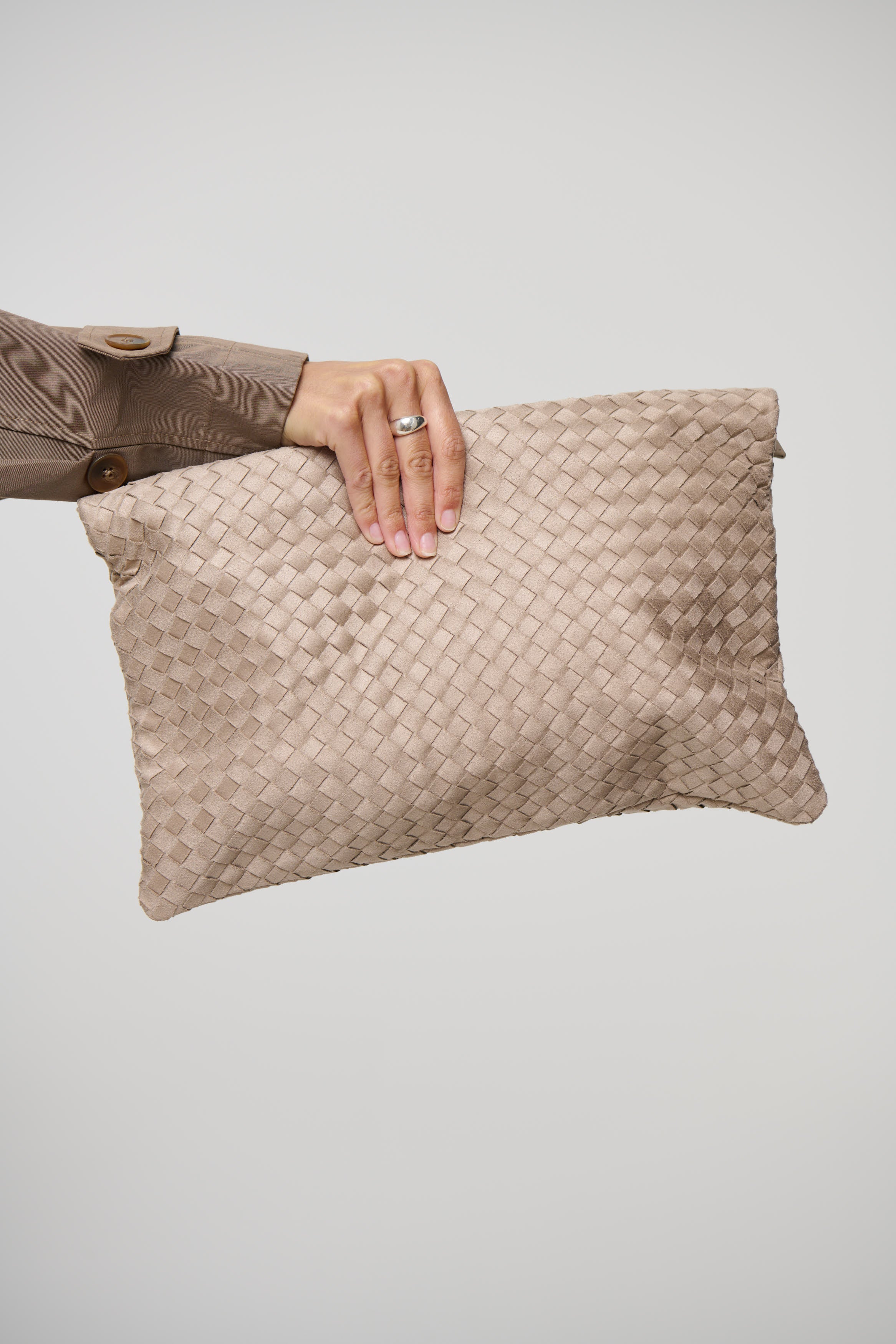 Alicia Clutch Bag Oat Suede
