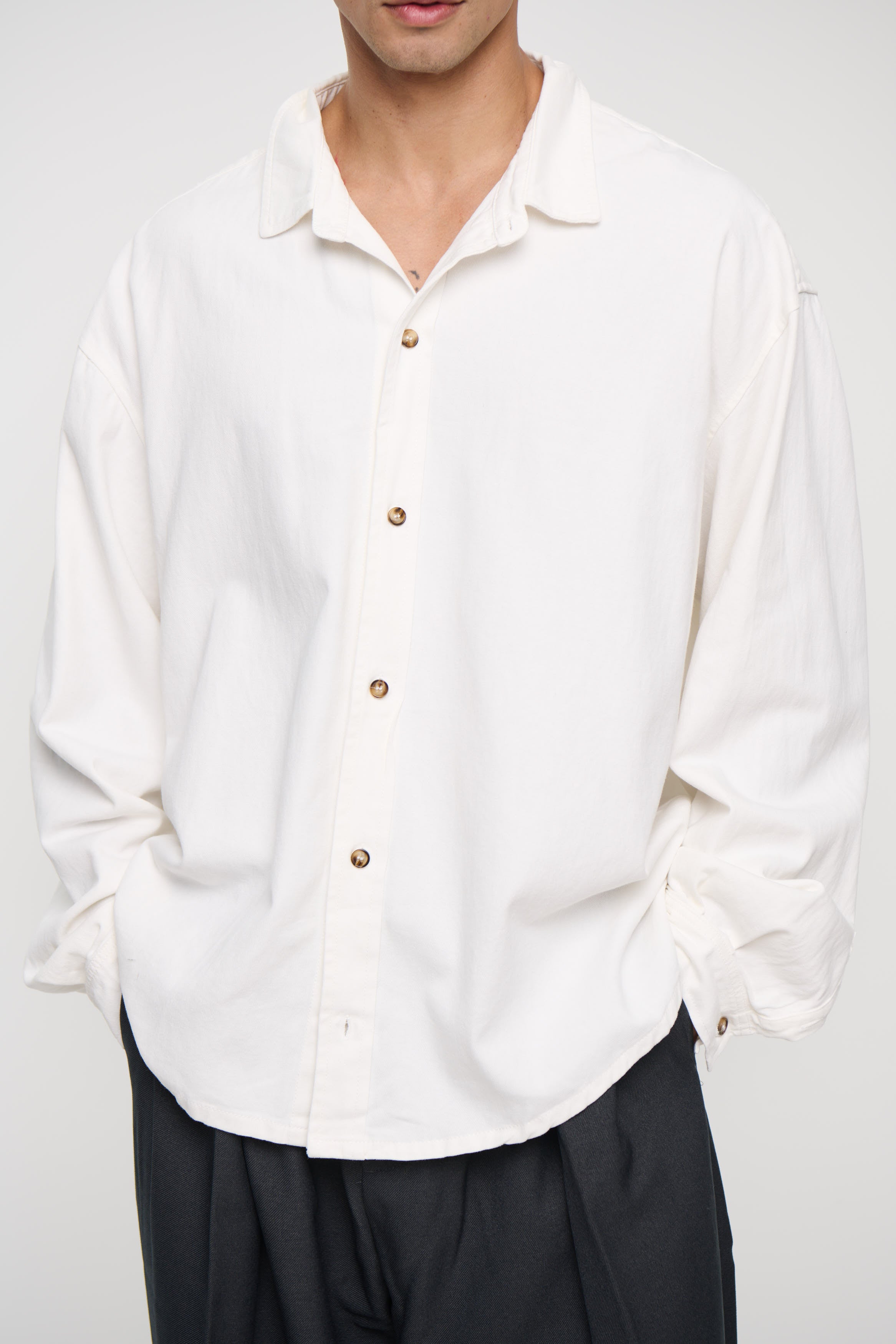 Phillip Washed Cotton Overshirt White