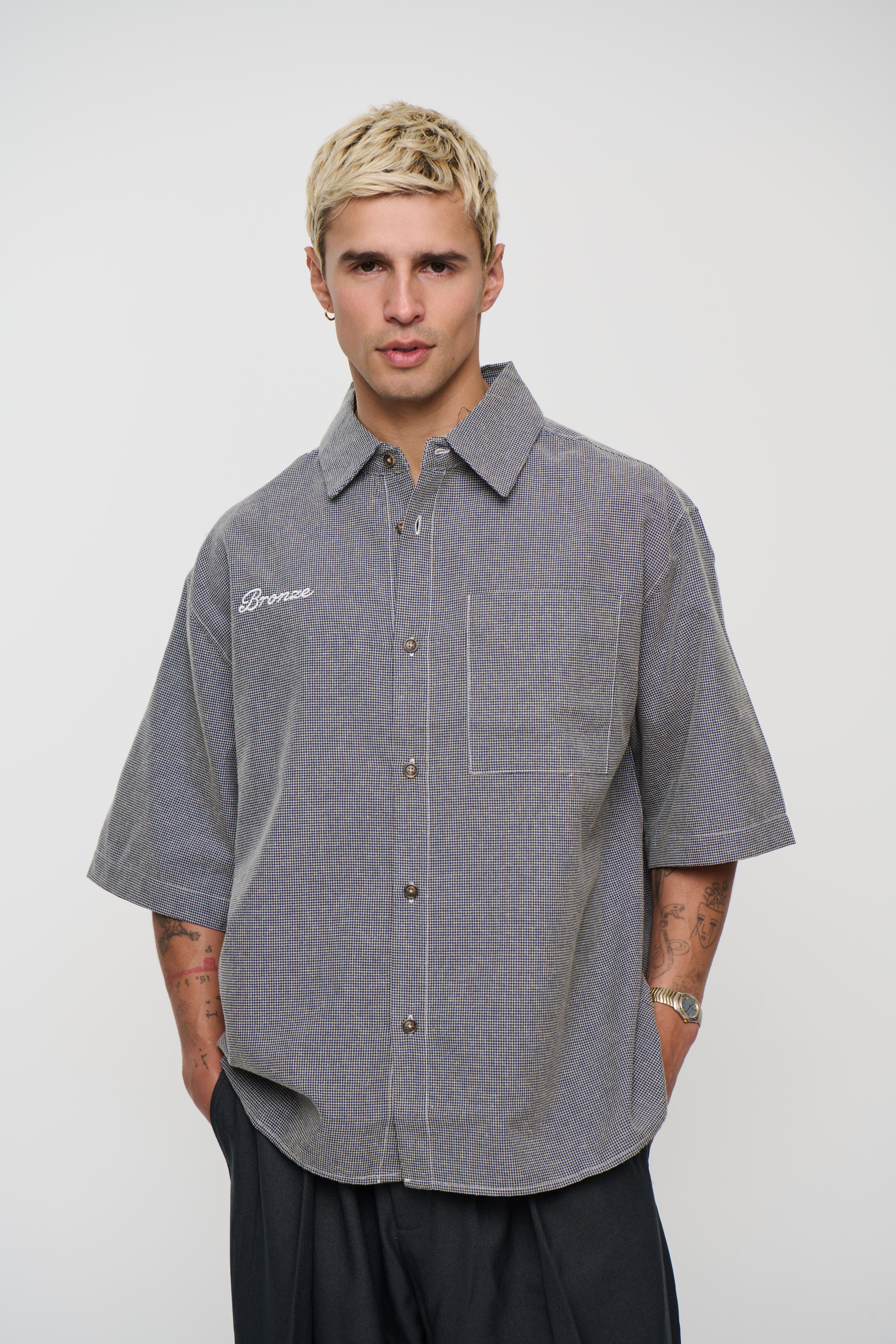 Scott Shirt Check Blue Embroidery