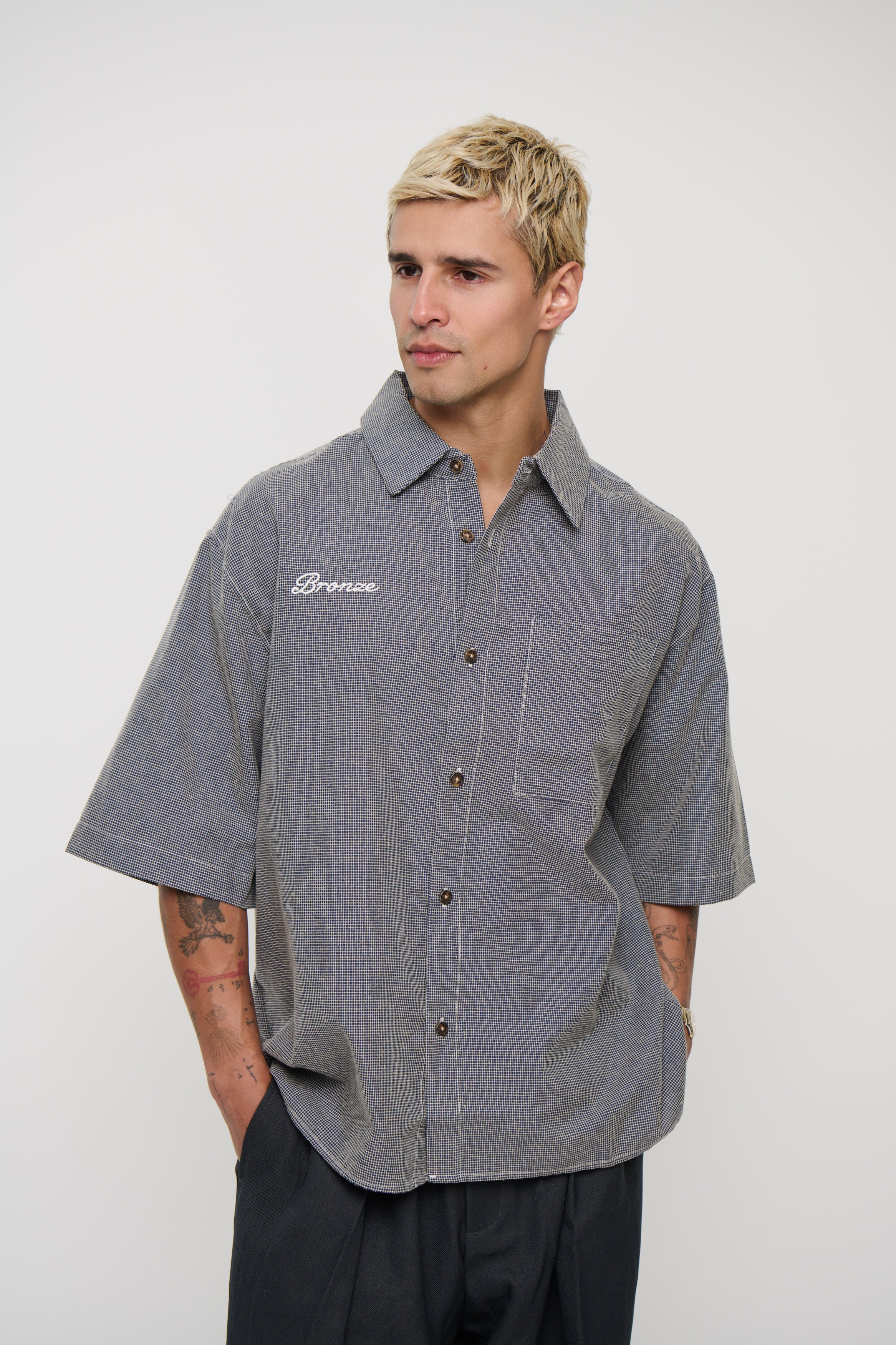 Scott Shirt Check Blue Embroidery