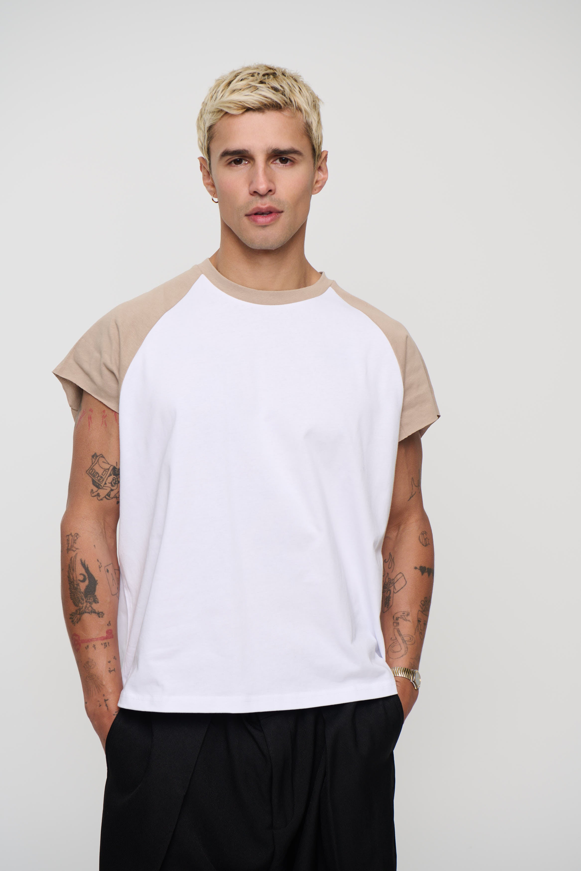 Raglan Crop Box Tank Light Khaki