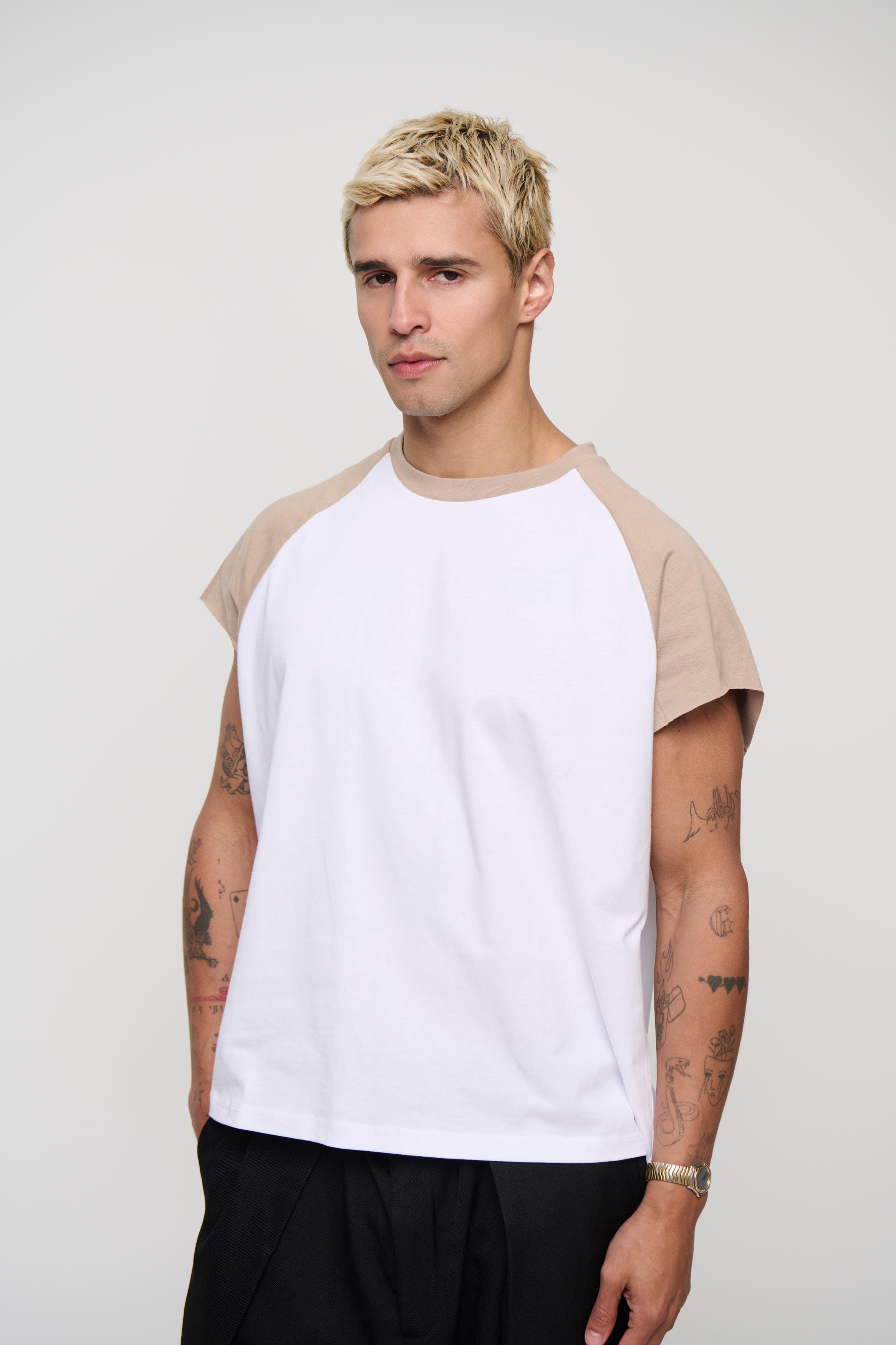 Raglan Crop Box Tank Light Khaki