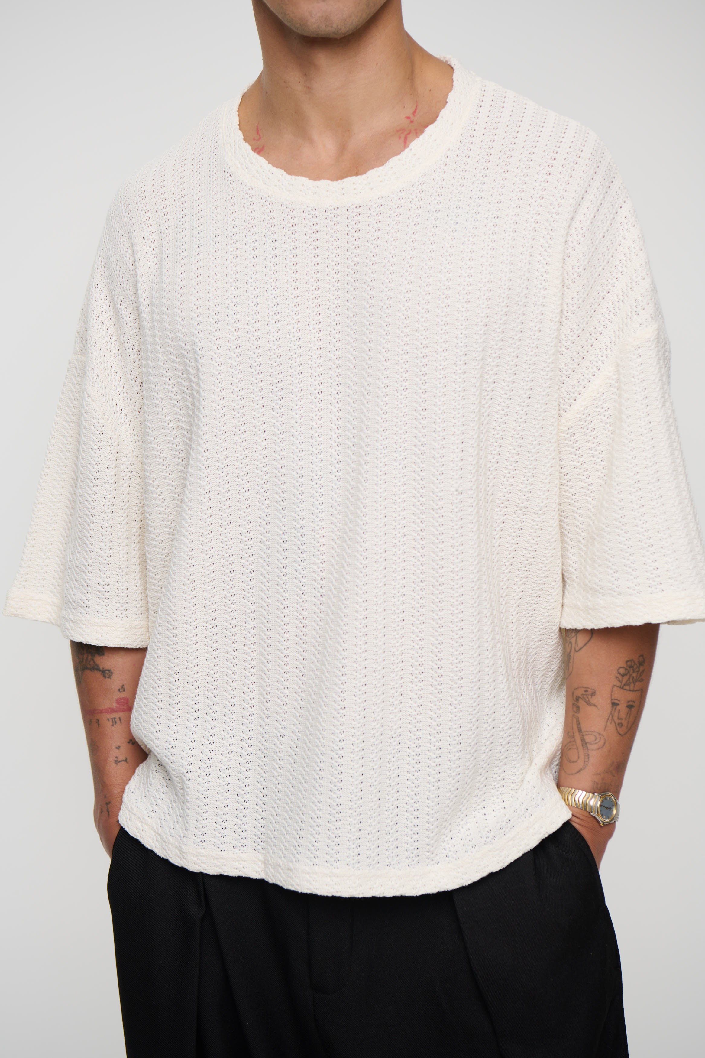 Vinnie Two Thread Stitch Tee White