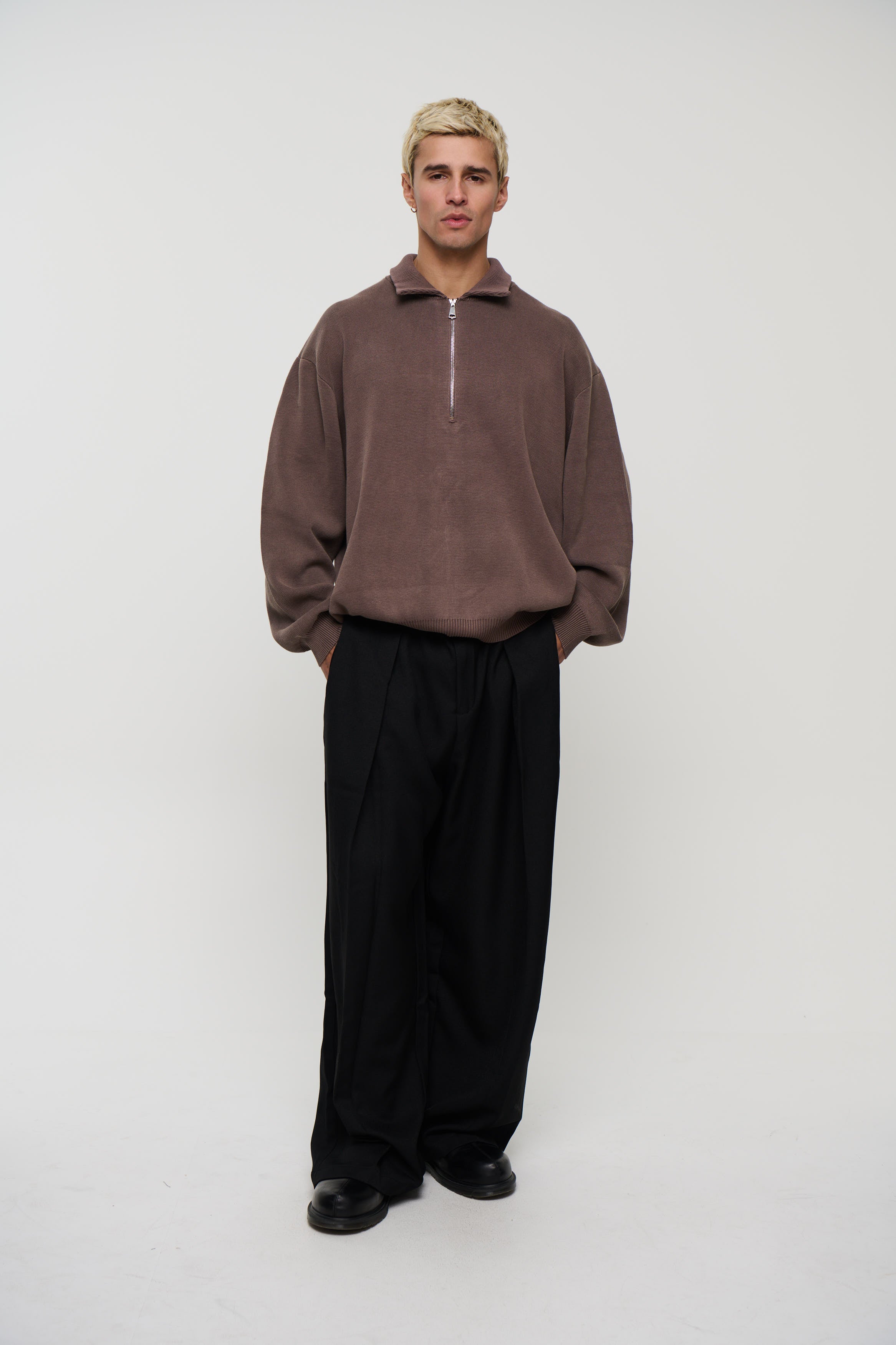 Calin Zip Up Knit Choc