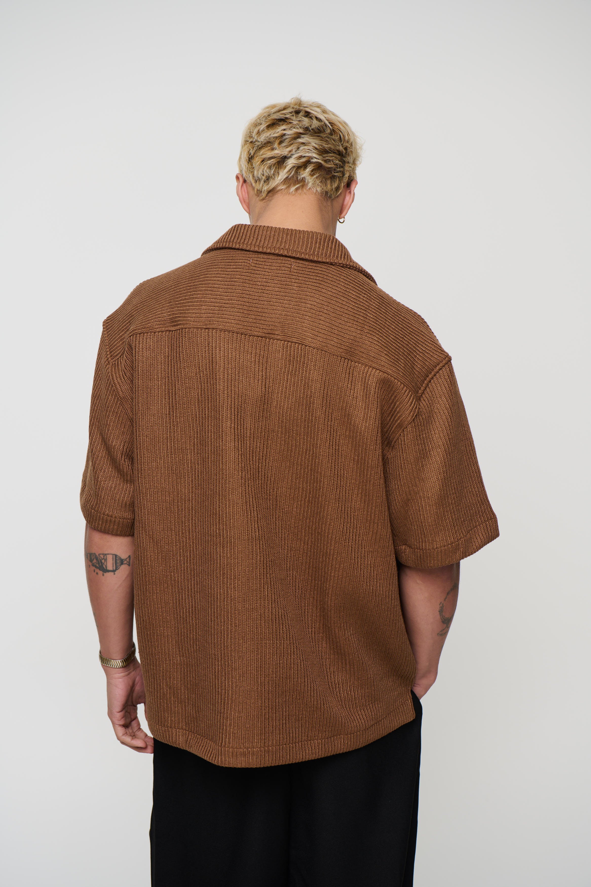 Chad Knitted Shirt Choc - FINAL SALE