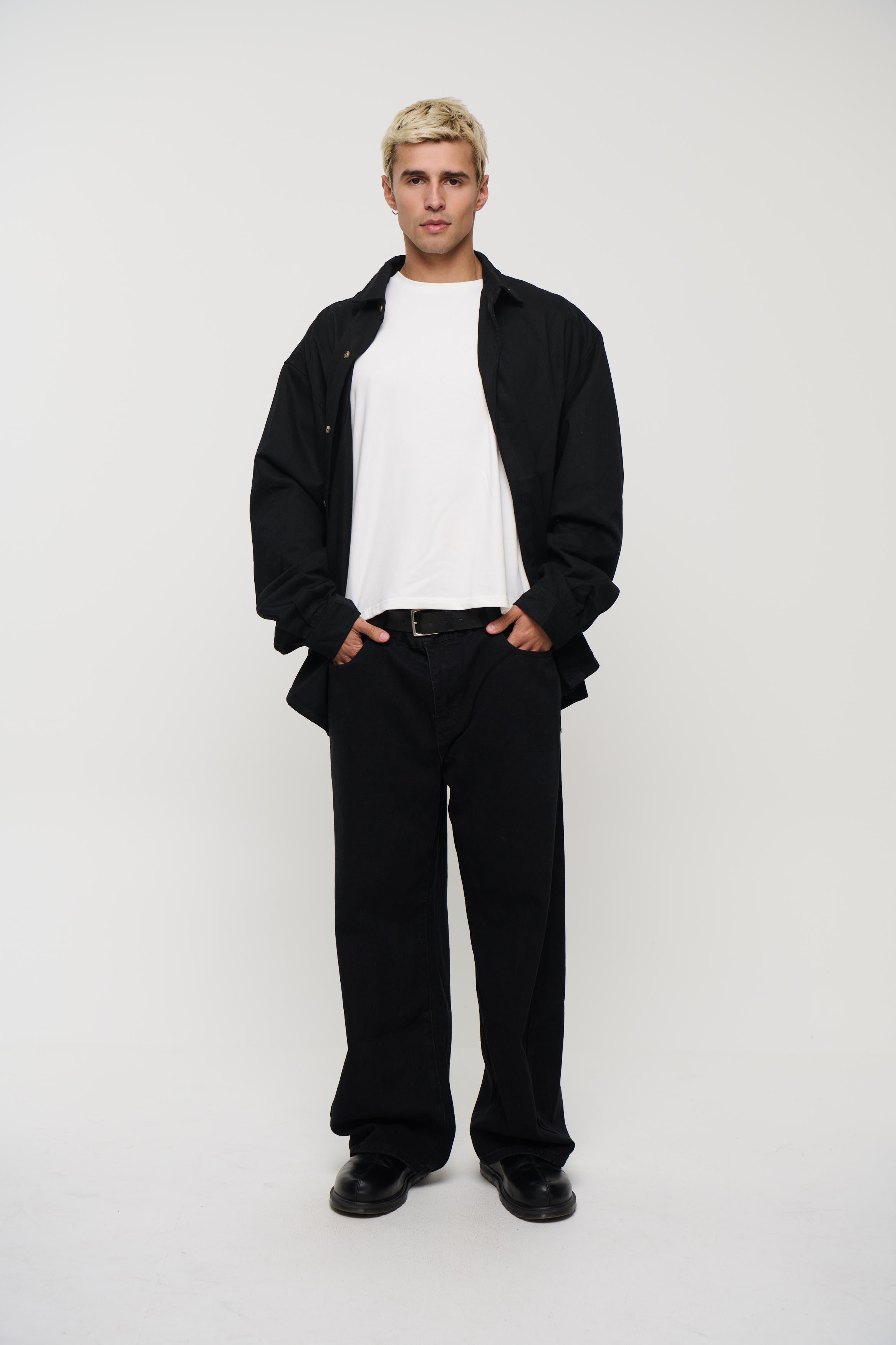 Phillip Washed Cotton Overshirt Black