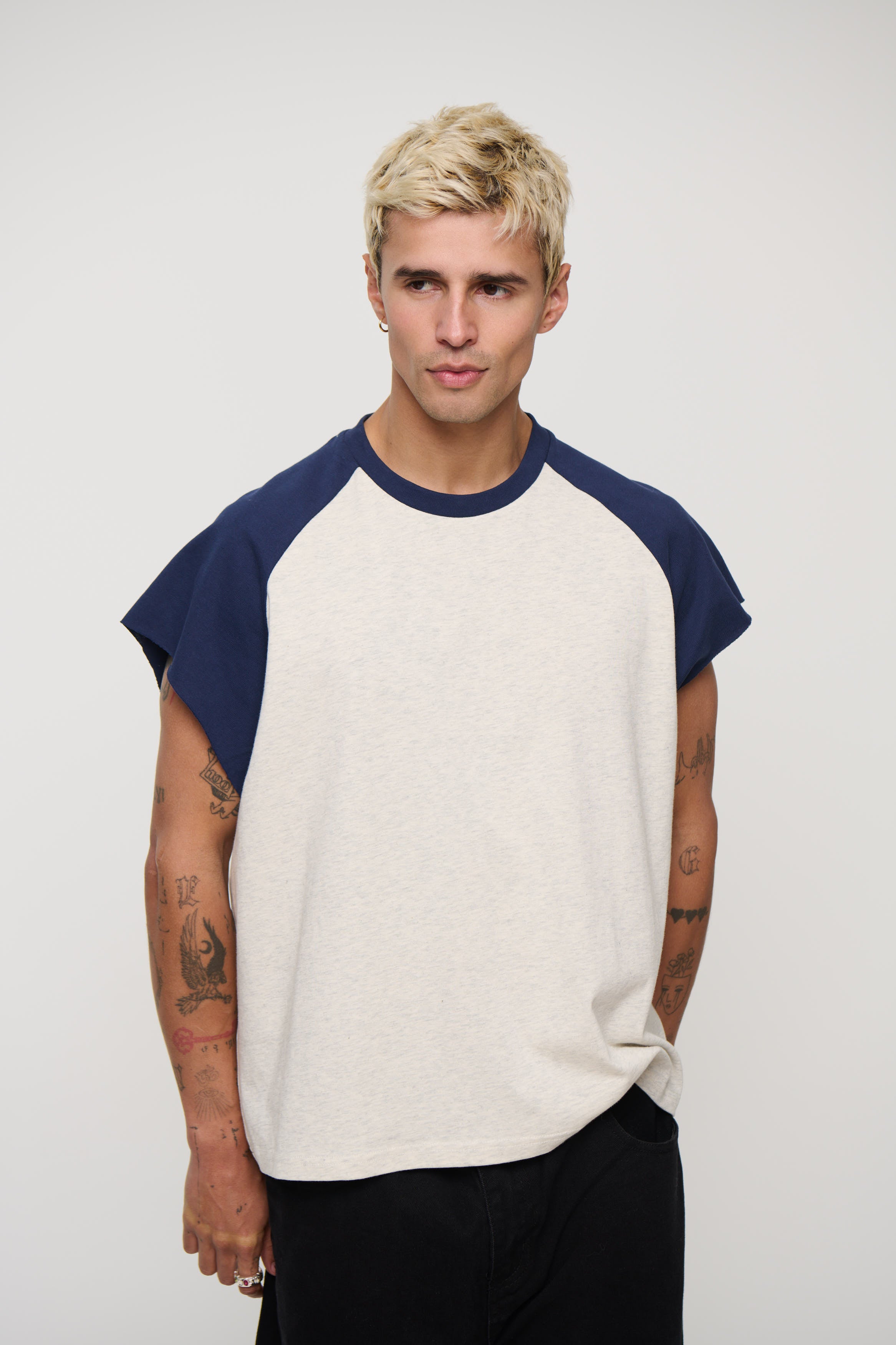 Raglan Crop Box Tank Navy