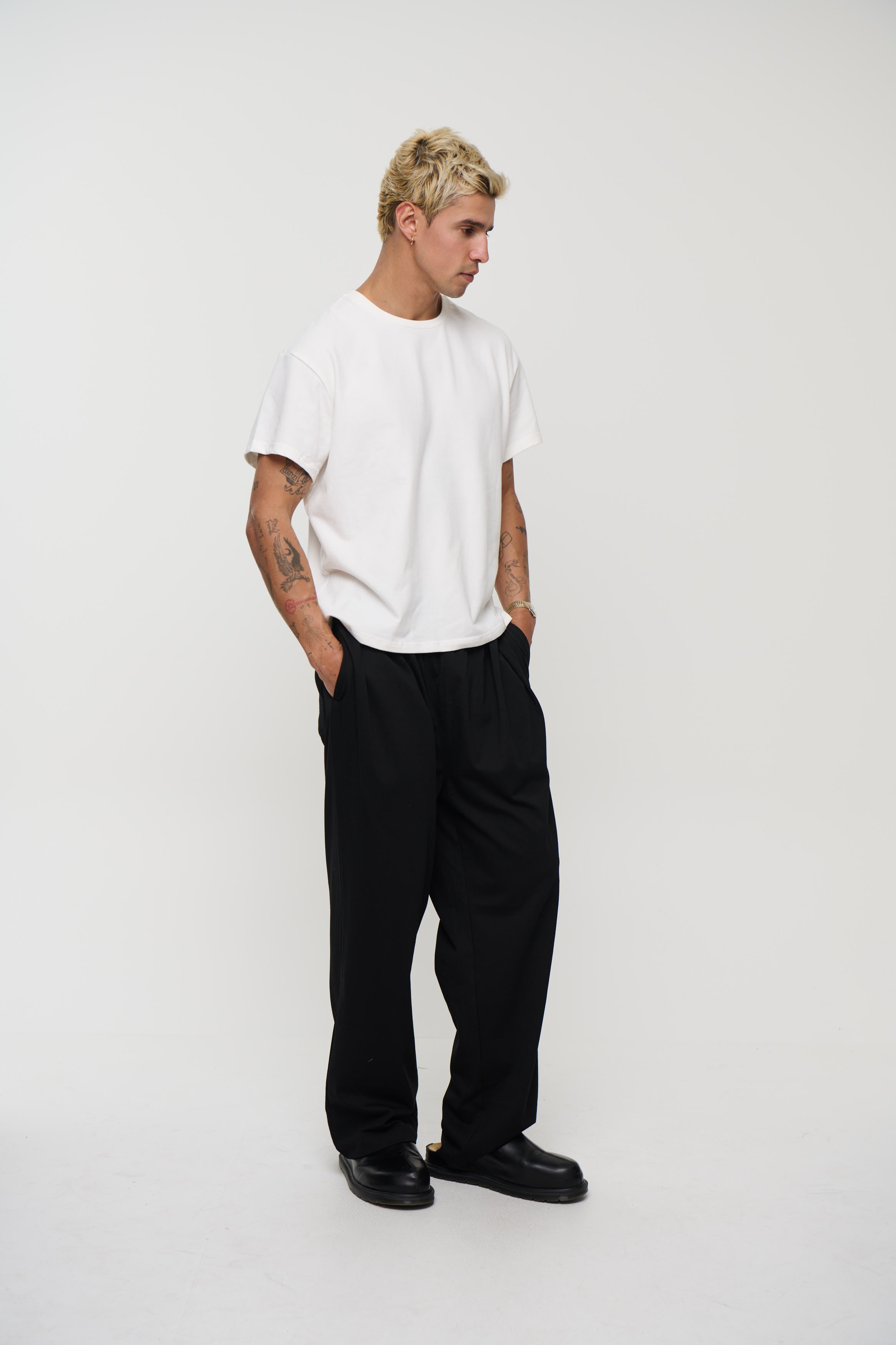 Relaxed Tailored Cotton Suit Pant Black