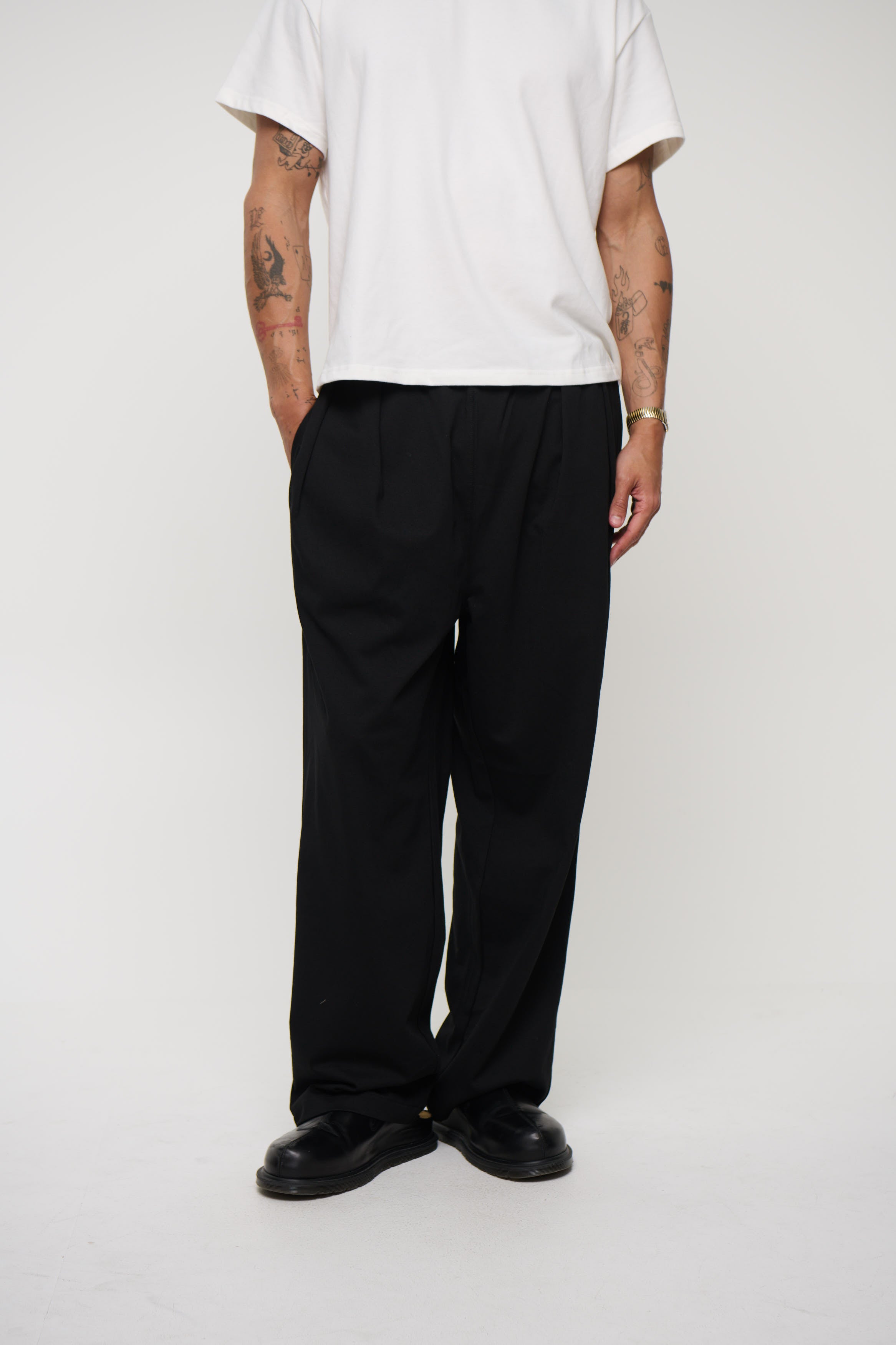 Relaxed Tailored Cotton Suit Pant Black