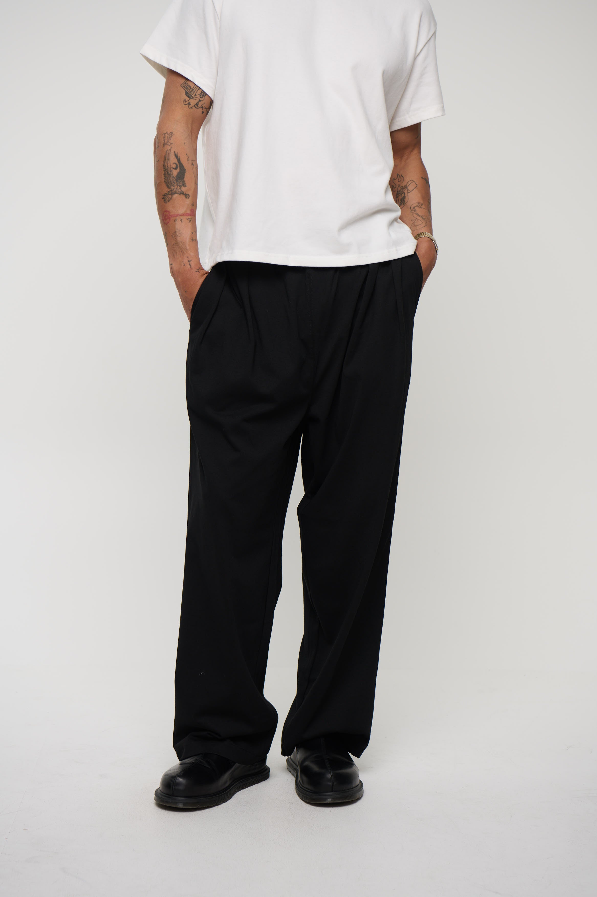 Relaxed Tailored Cotton Suit Pant Black