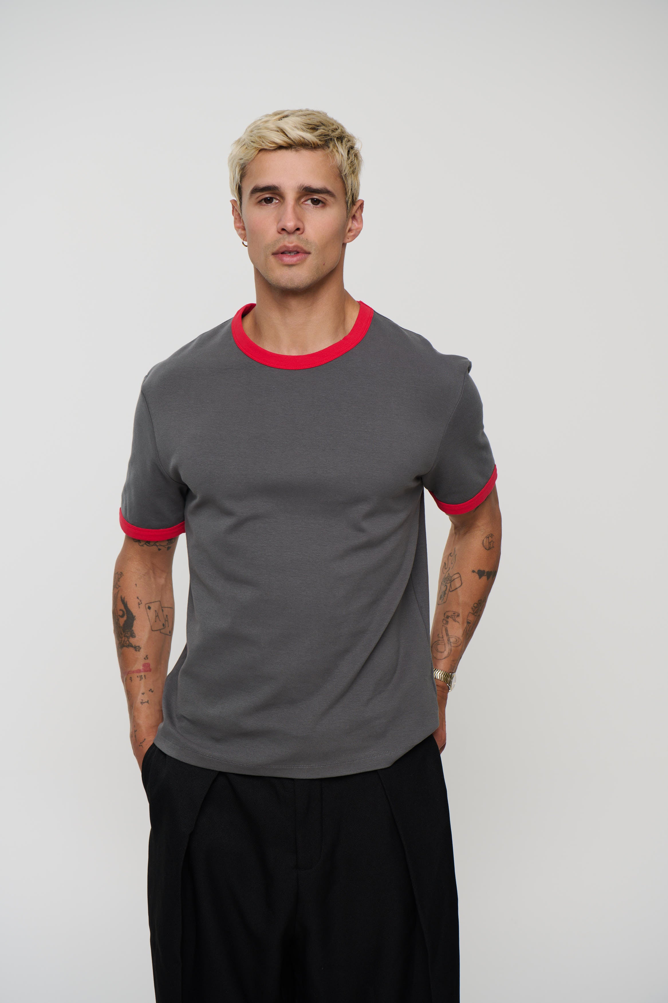 Charlie Ringer Tee Dark Grey