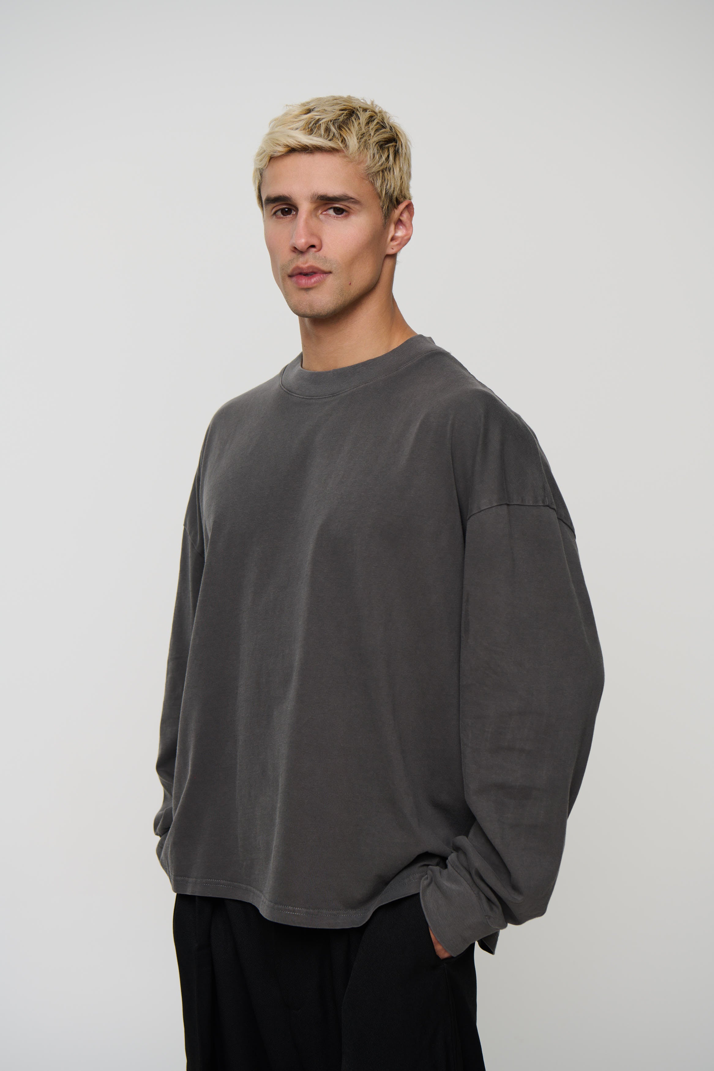 Cotton Long Sleeve Charcoal