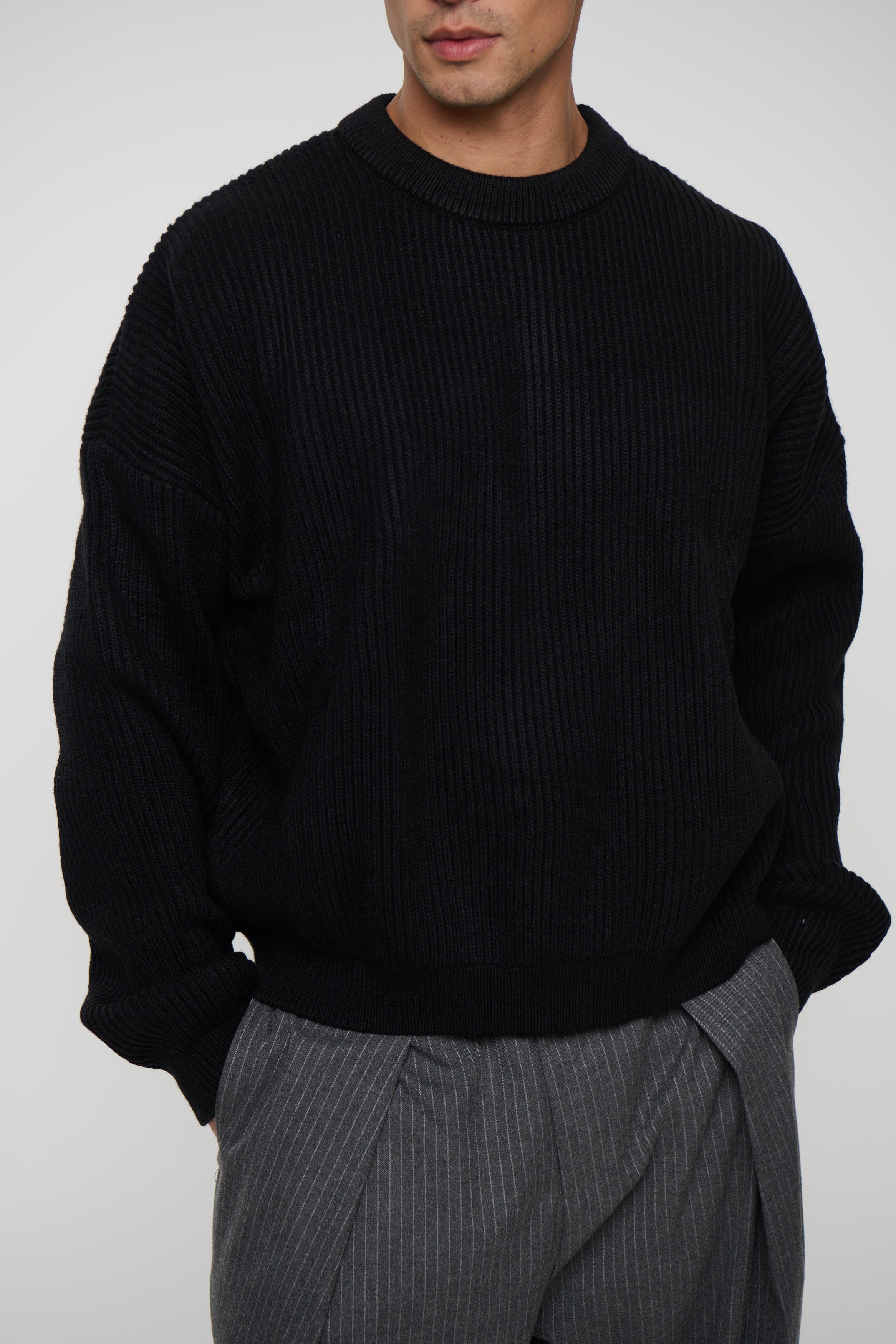Drop Sleeve Heavy Knit Black