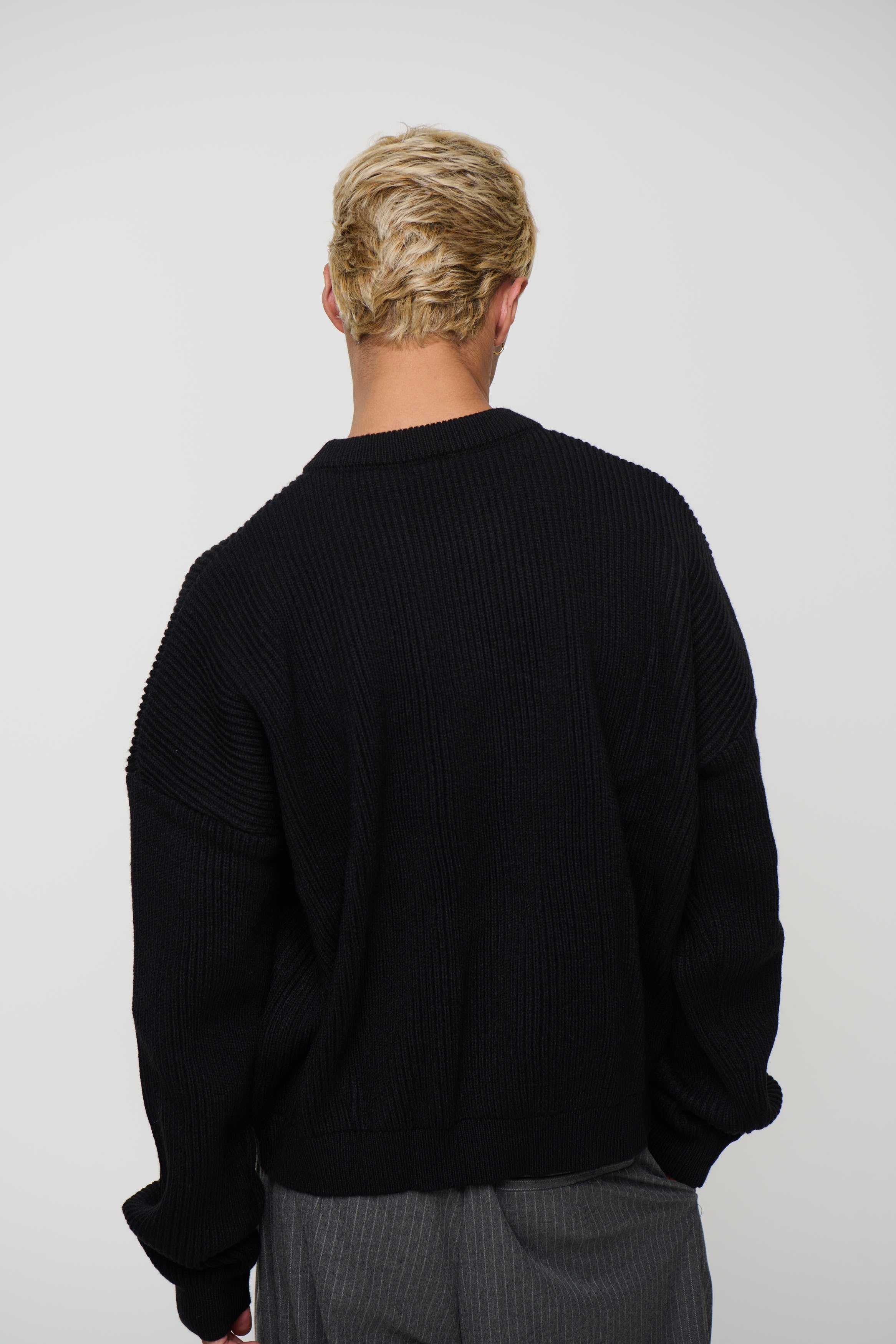 Drop Sleeve Heavy Knit Black