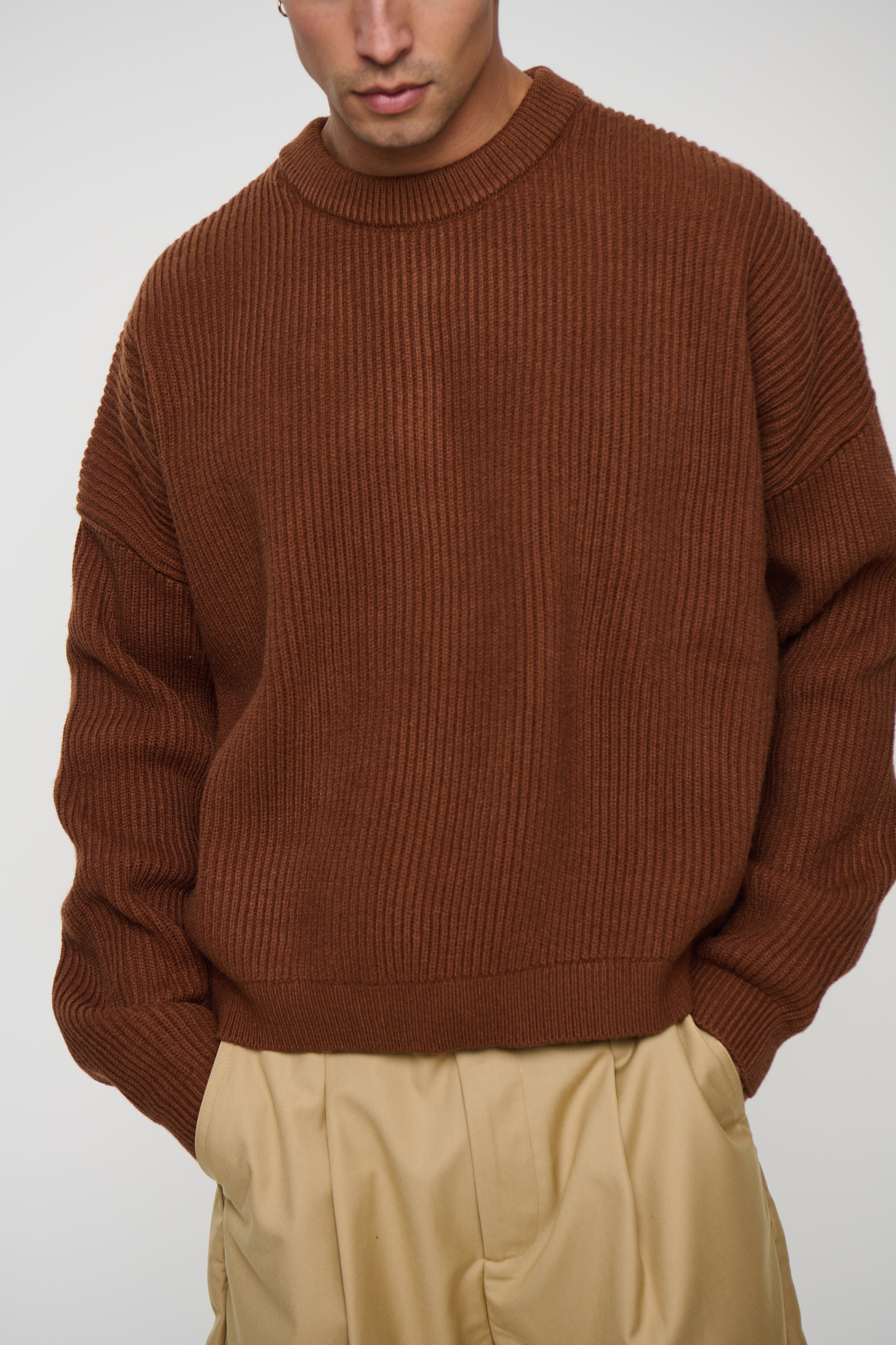 Drop Sleeve Heavy Knit Choc