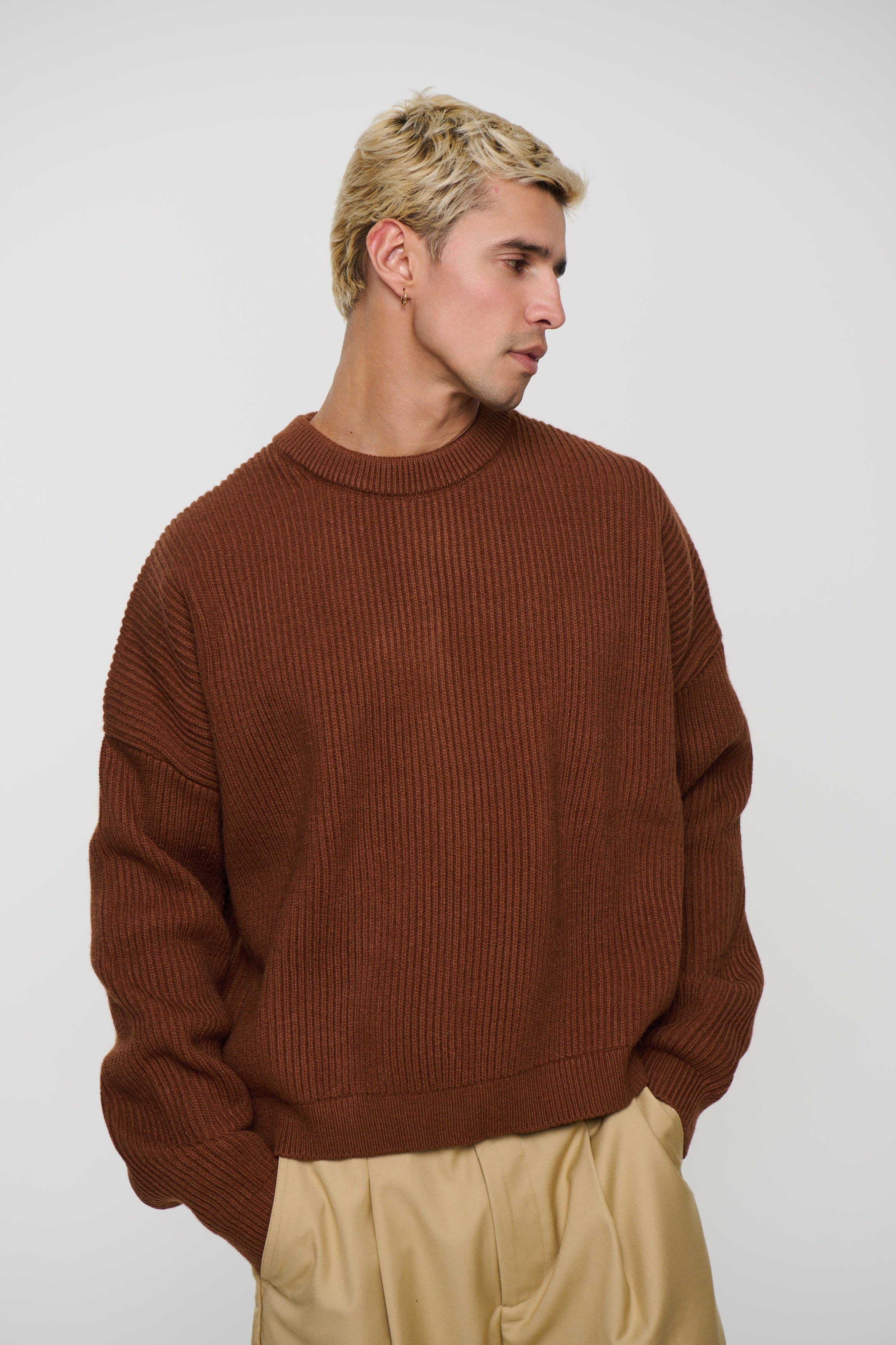 Drop Sleeve Heavy Knit Choc