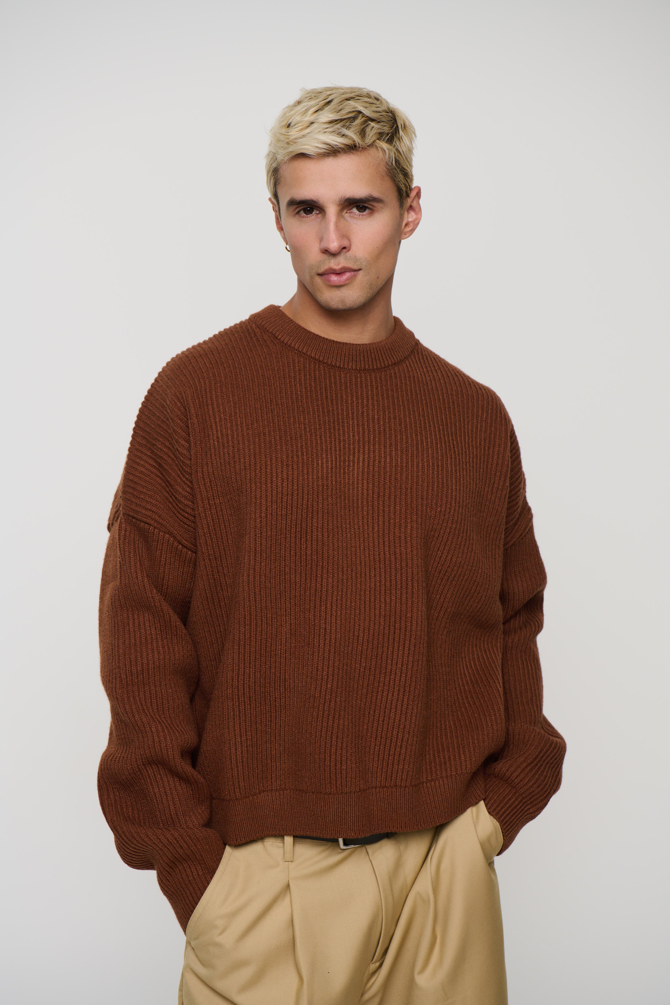 Drop Sleeve Heavy Knit Choc