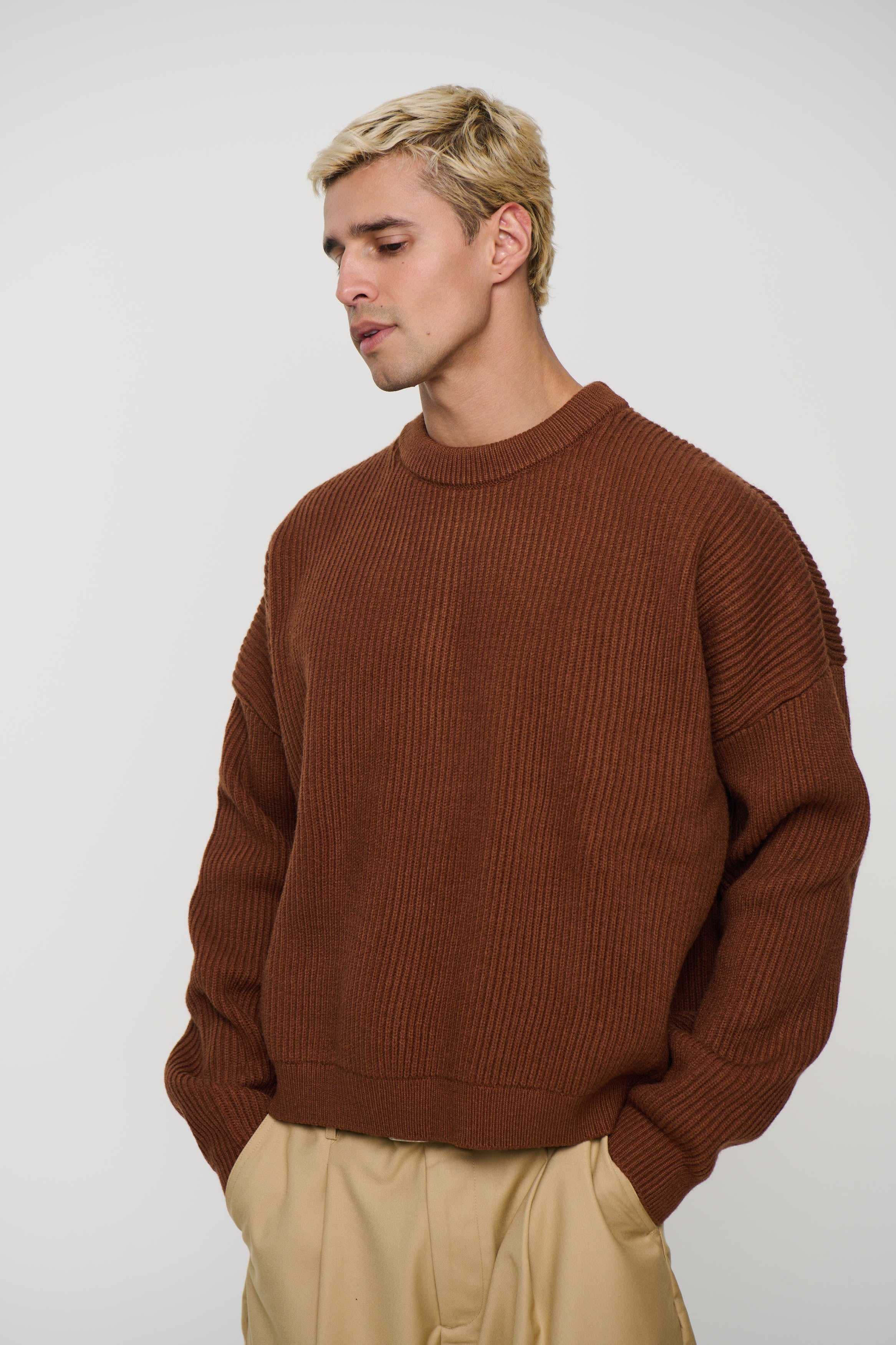 Drop Sleeve Heavy Knit Choc